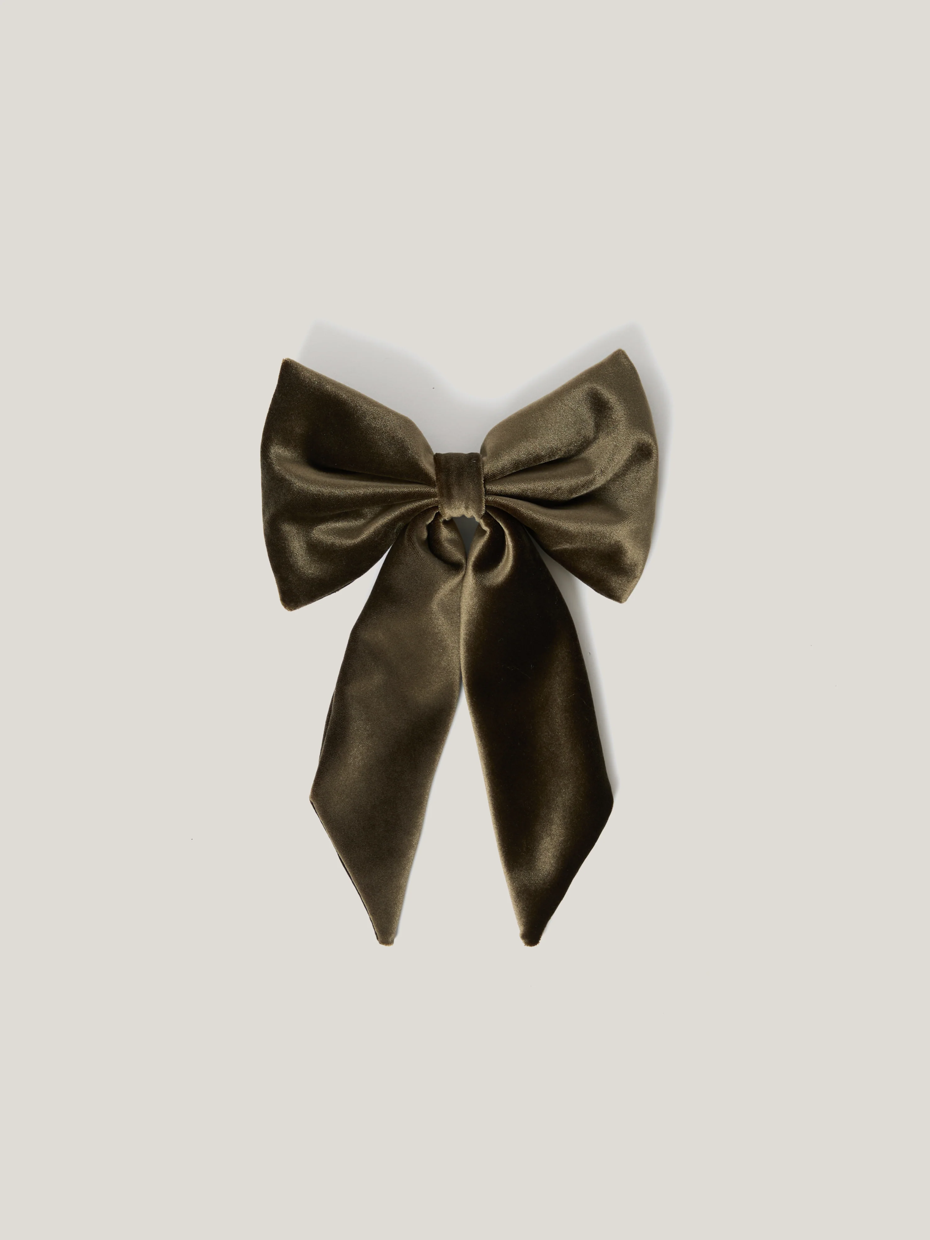 Velvet Hair Bow | Khaki - Image 4
