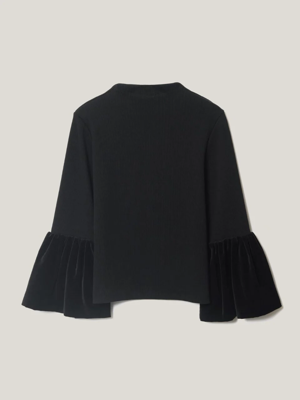 Velvet Sleeve Knitted Top | Black - Image 5