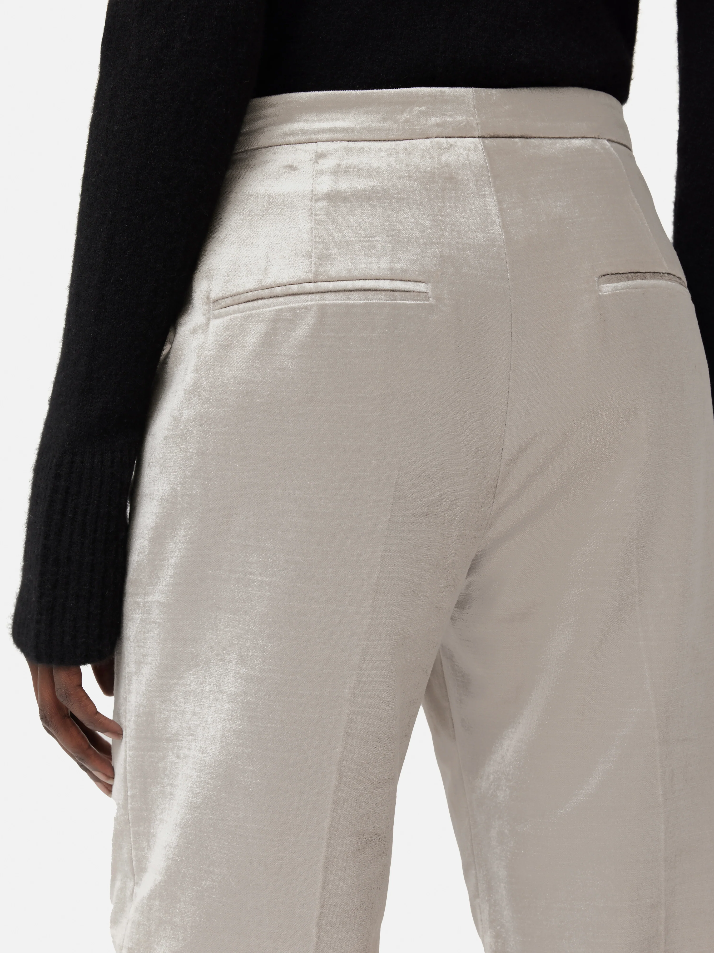Velvet Wide Leg Trouser | Grey - Image 6