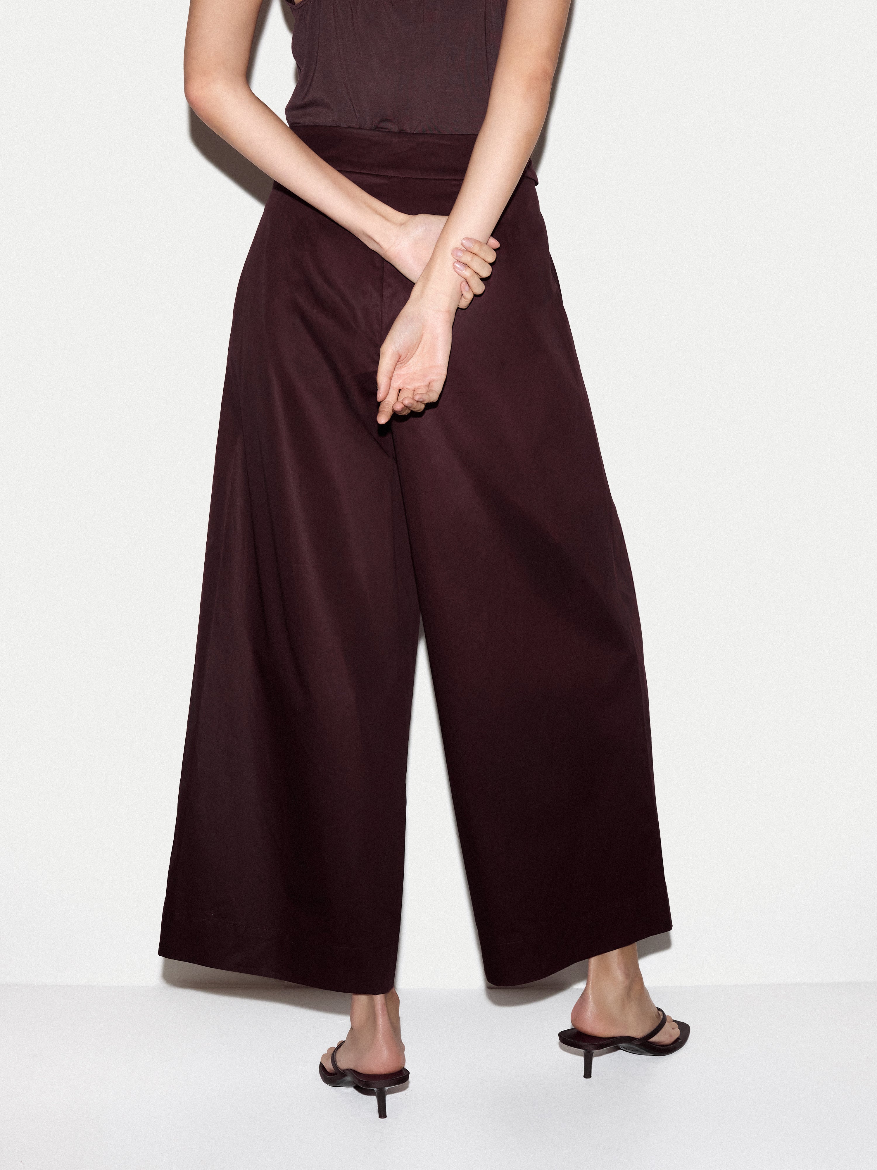 Wide Leg Cotton Poplin Trouser | Purple - Image 4