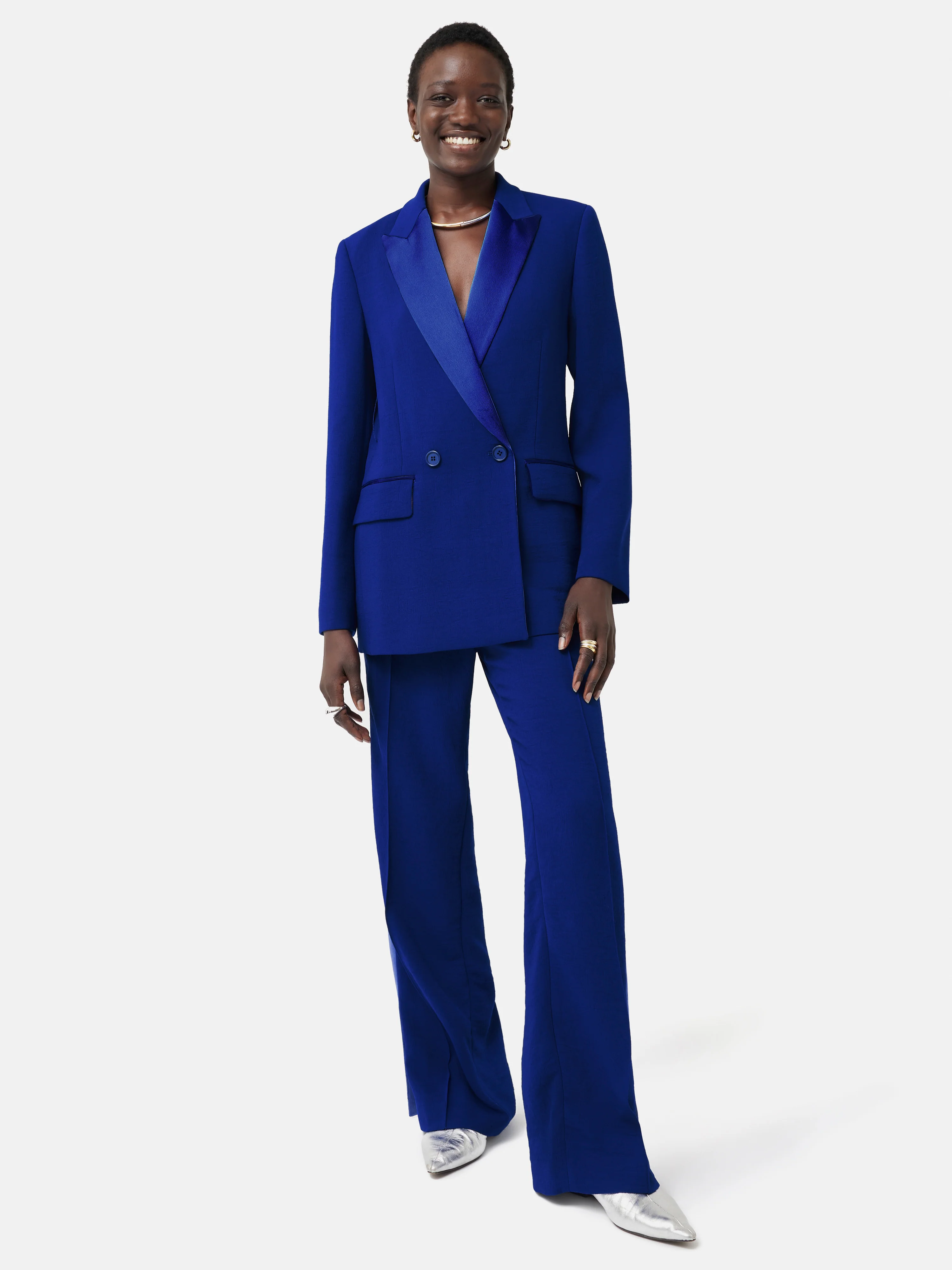 Wide Leg Tuxedo Trouser | Blue - Image 4