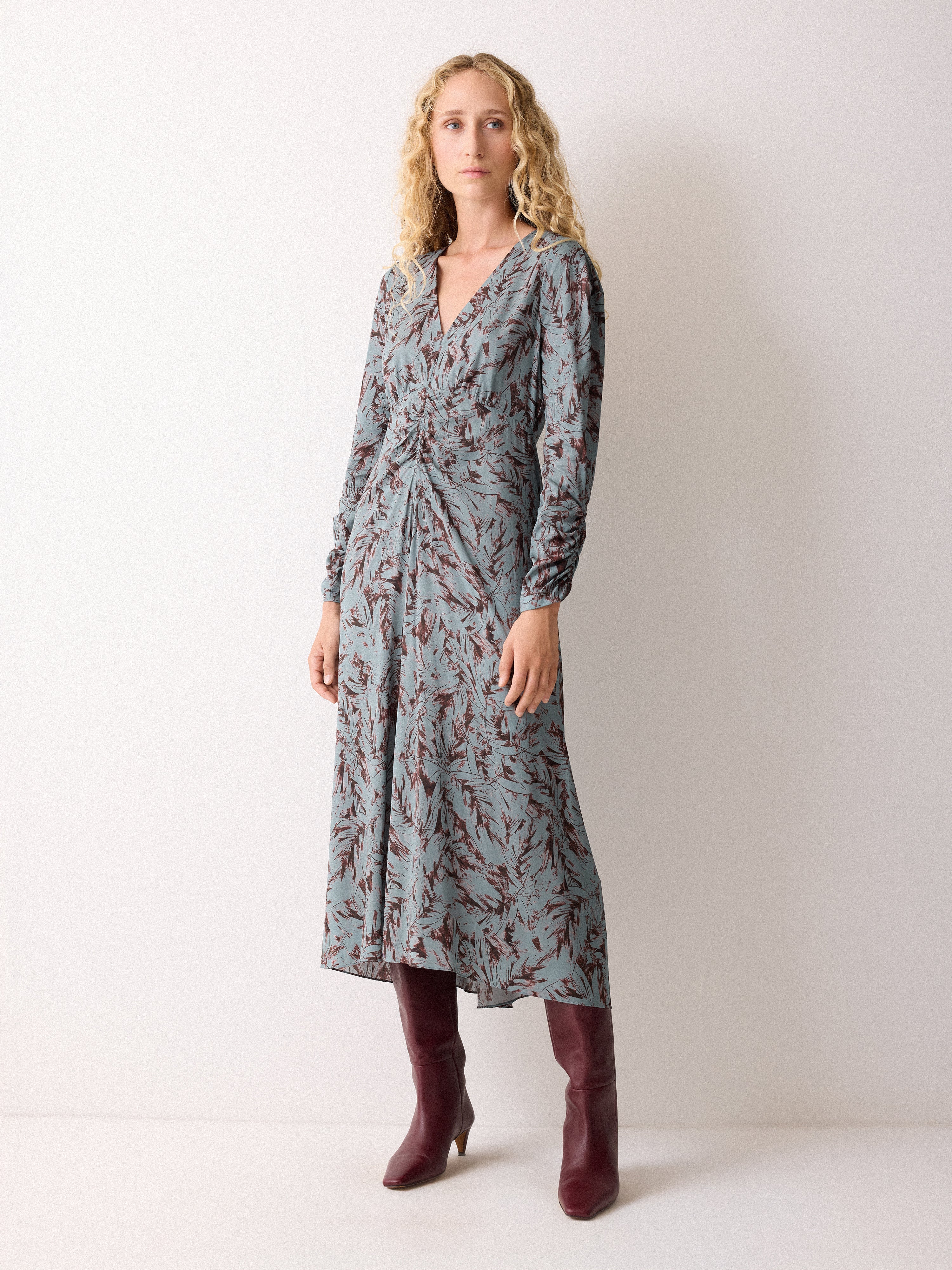 Wild Feather Gathered Dress | Blue - Image 4