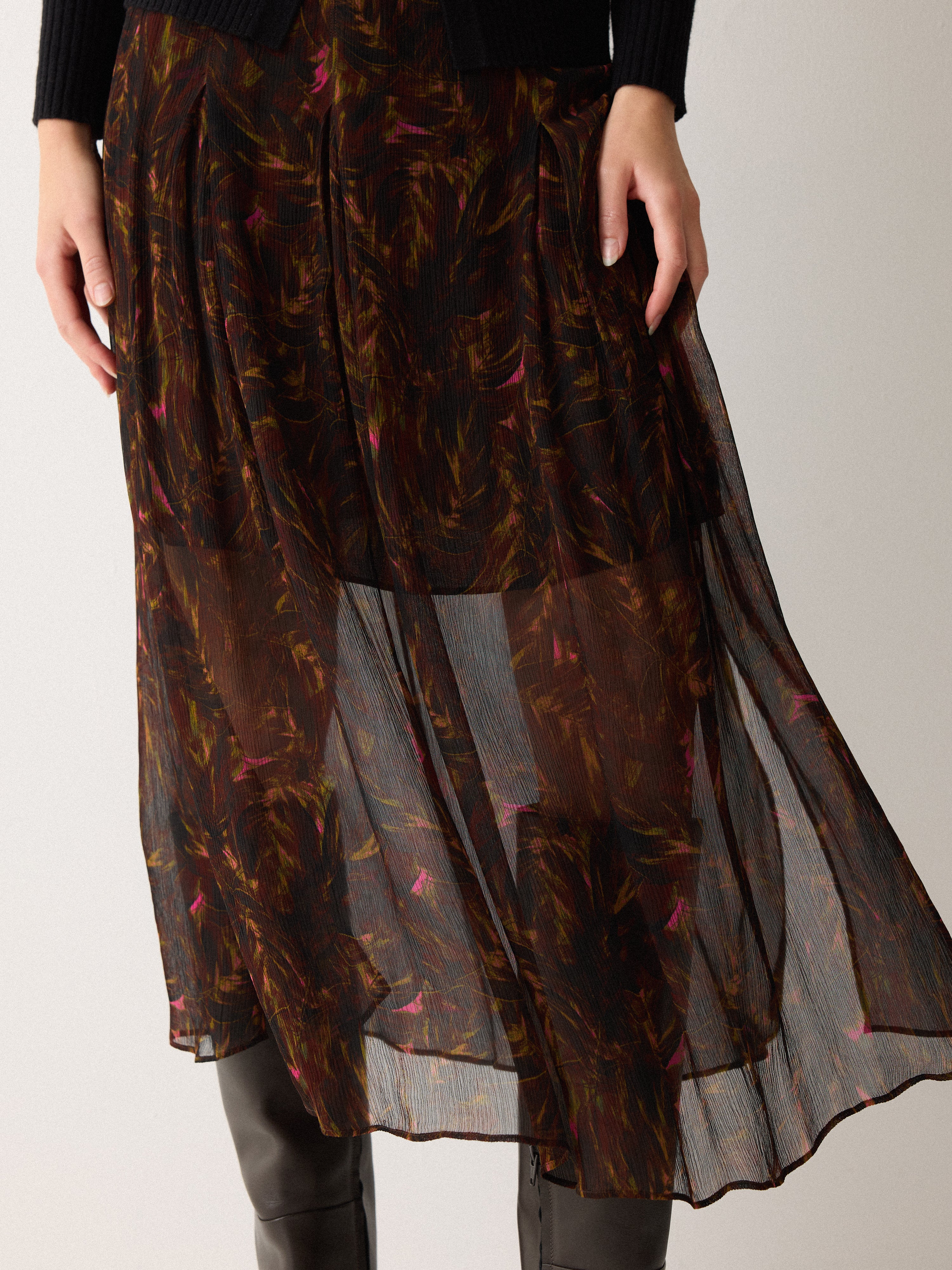 Wild Feather Midi Skirt | Brown - Image 3
