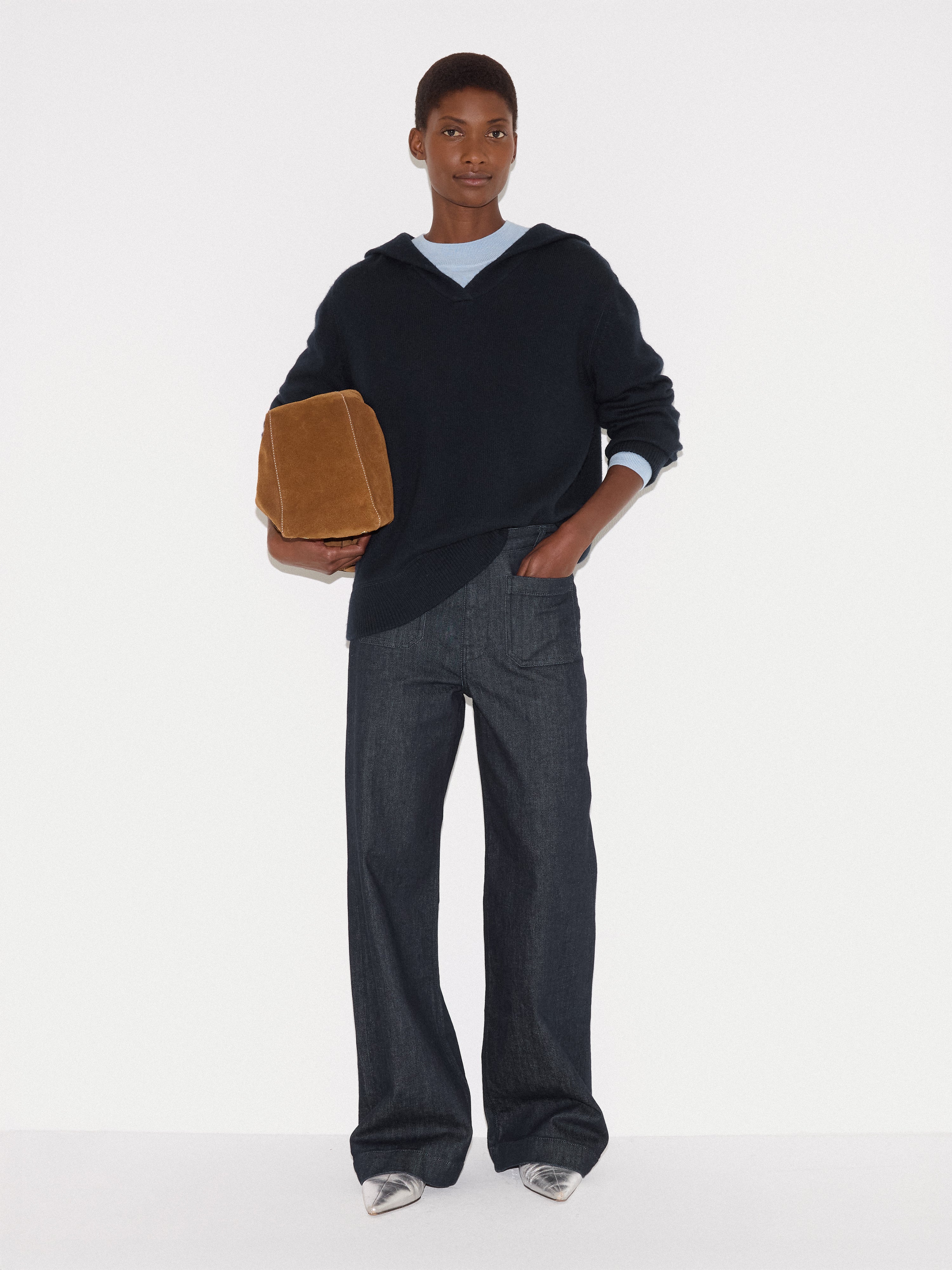 Wool Blend Hooded Jumper | Navy - Image 2