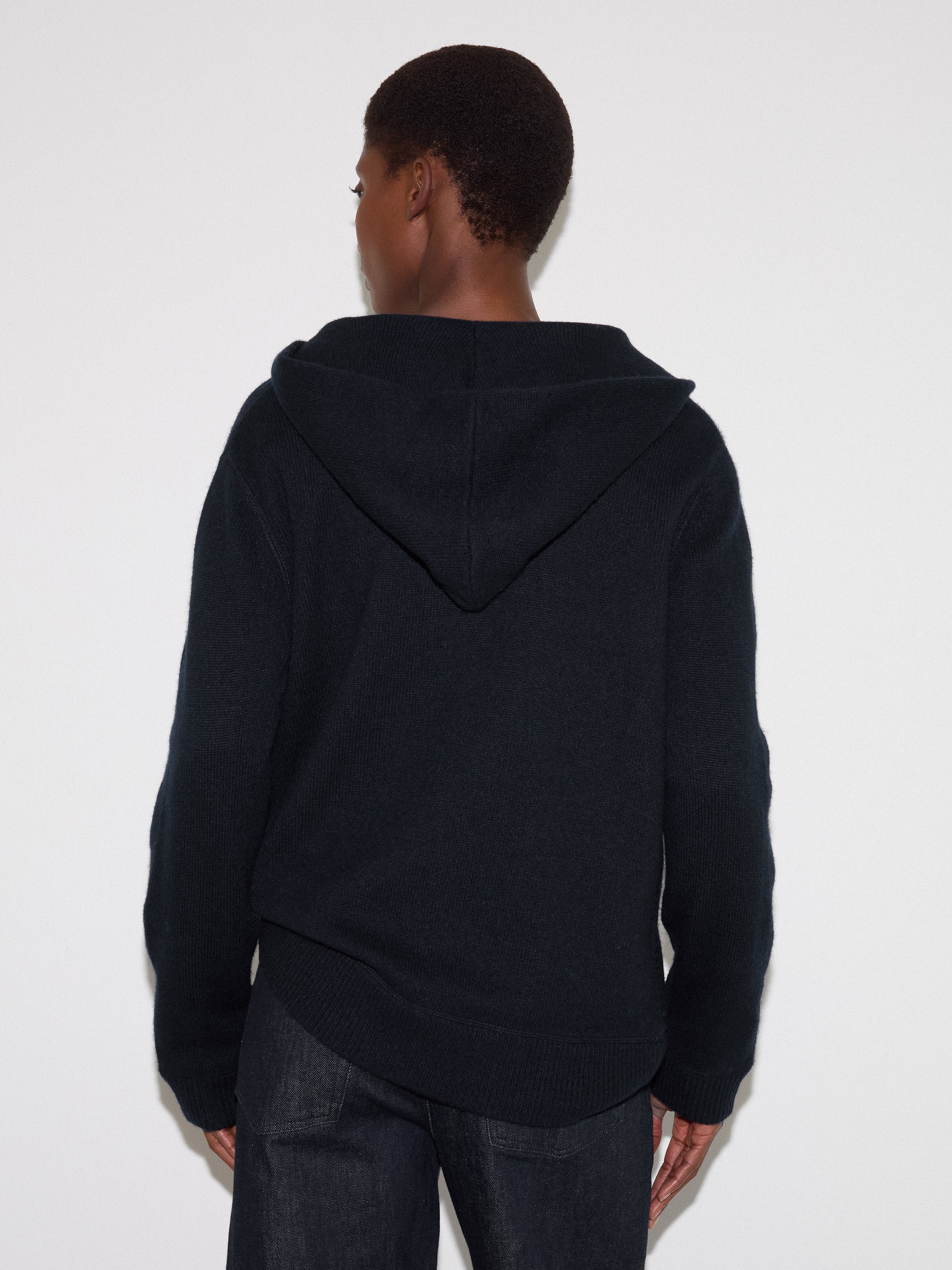 Wool Blend Hooded Jumper | Navy - Image 4