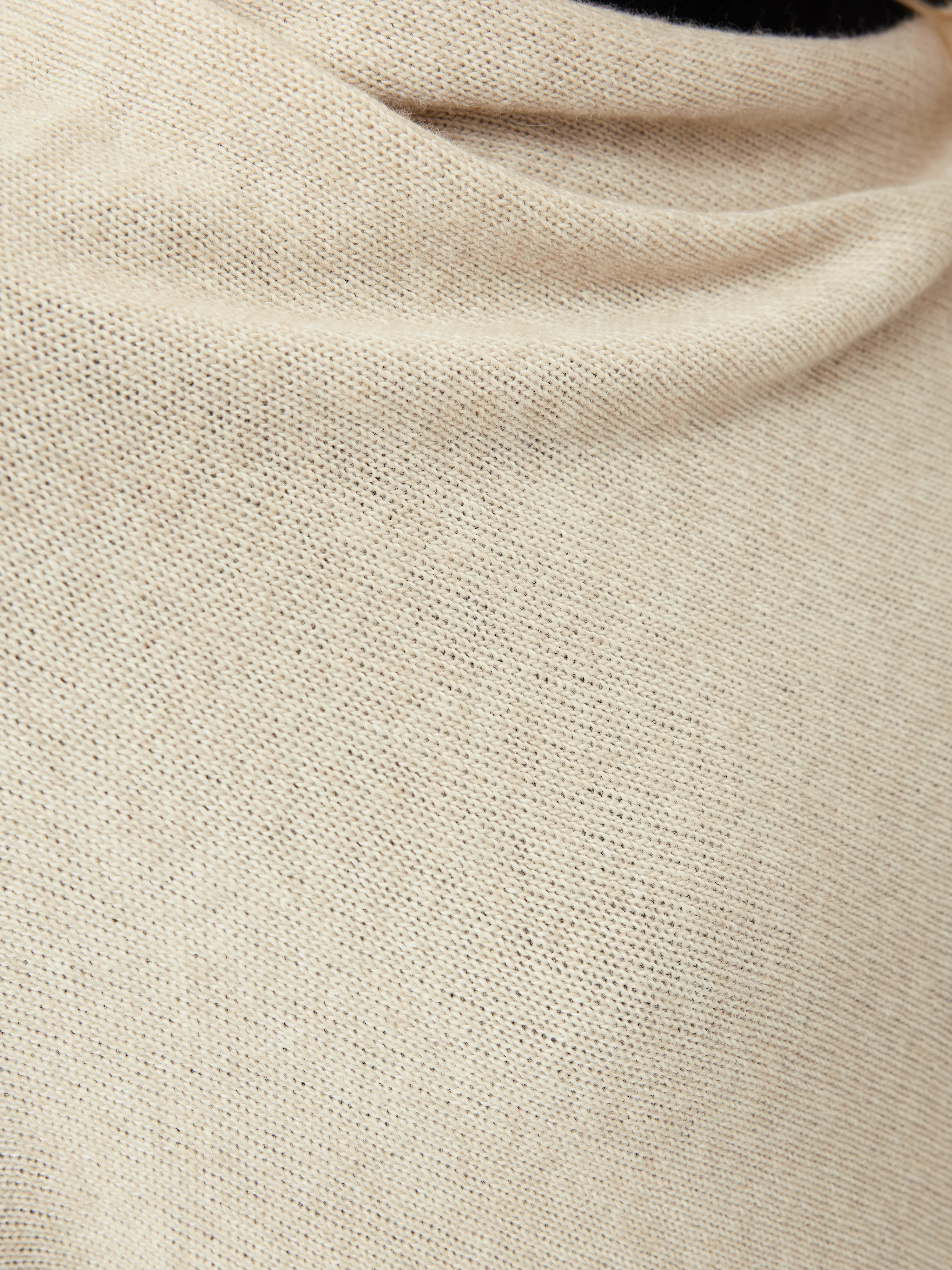 Wool Cashmere Blend Border Poncho | Cream - Image 5