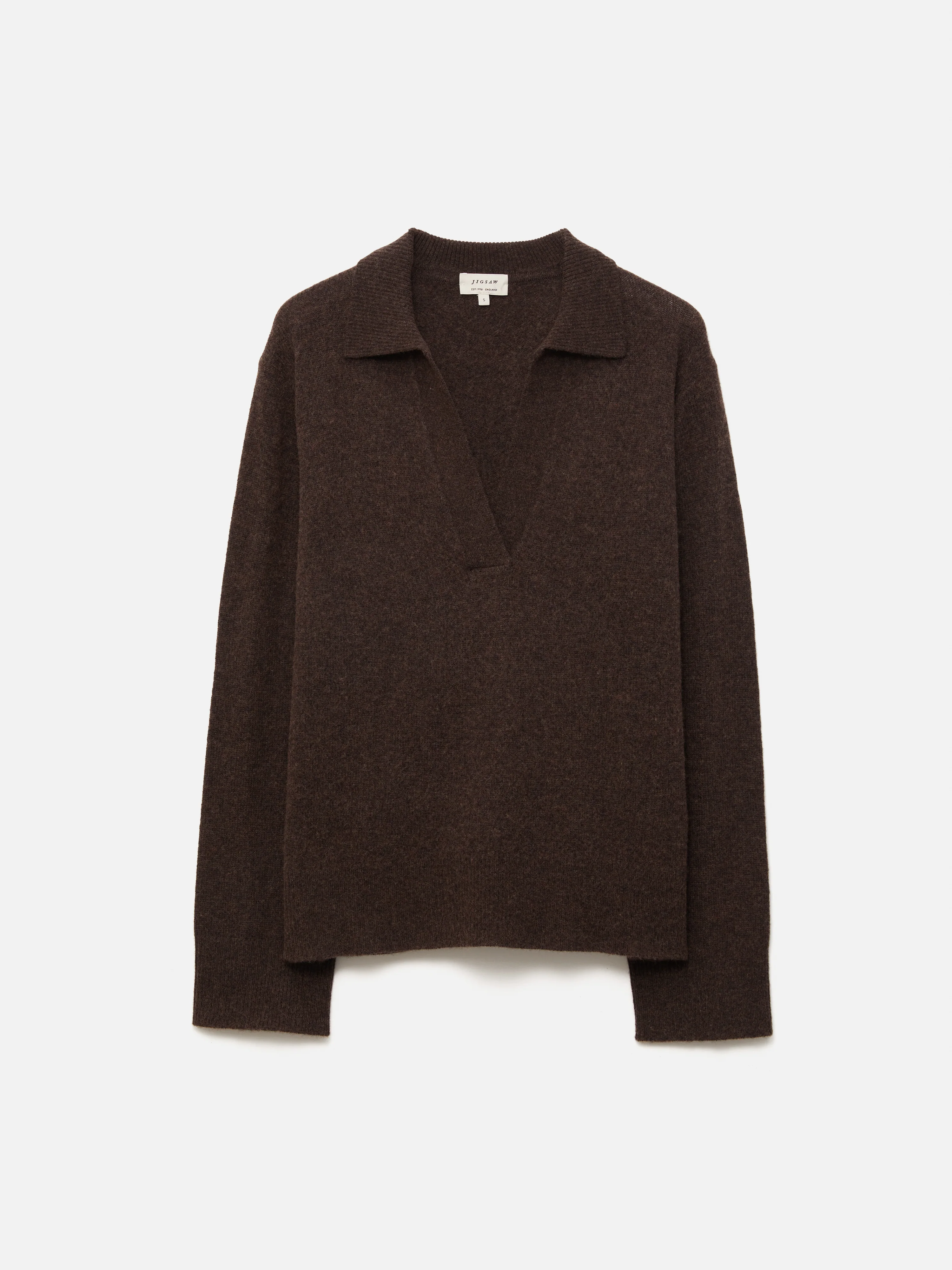 Wool Cashmere Blend Collar Jumper | Brown - Image 6