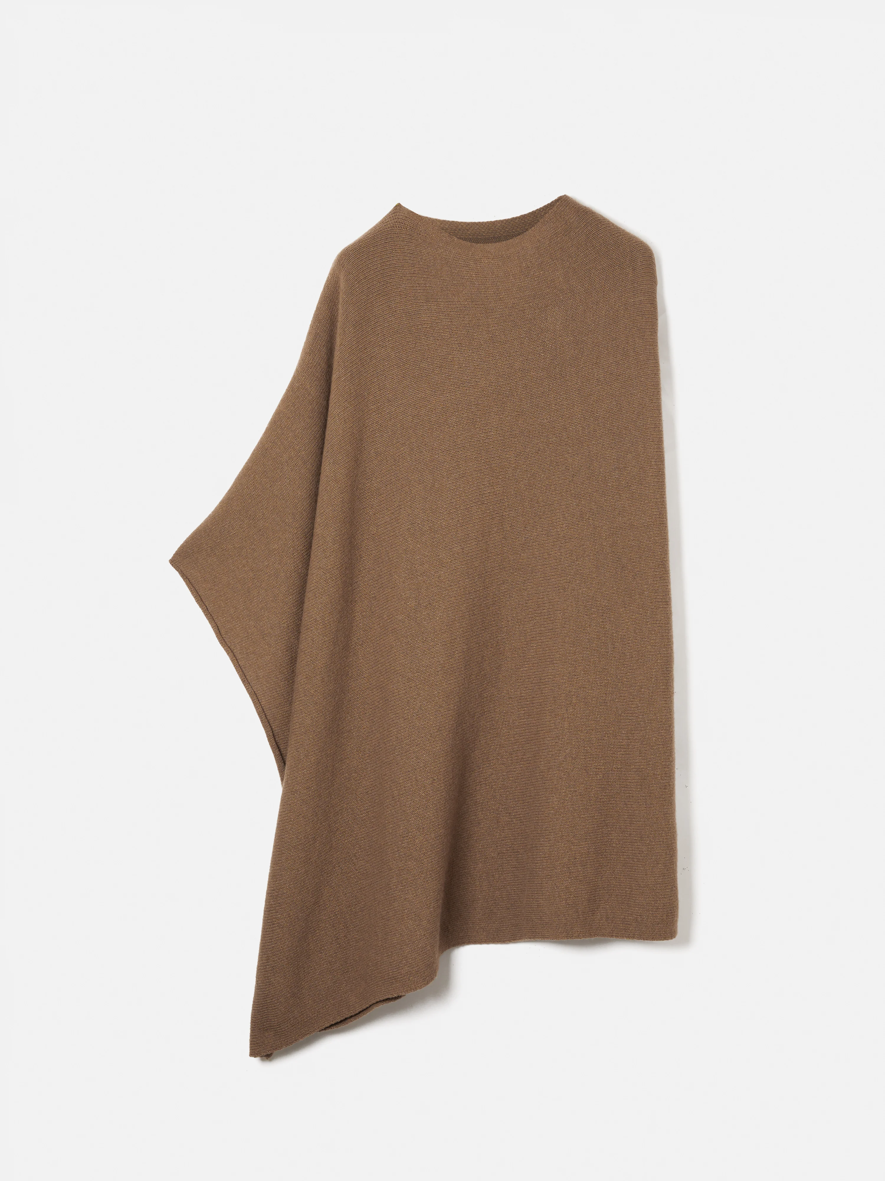Wool Cashmere Blend Drape Poncho | Camel - Image 7