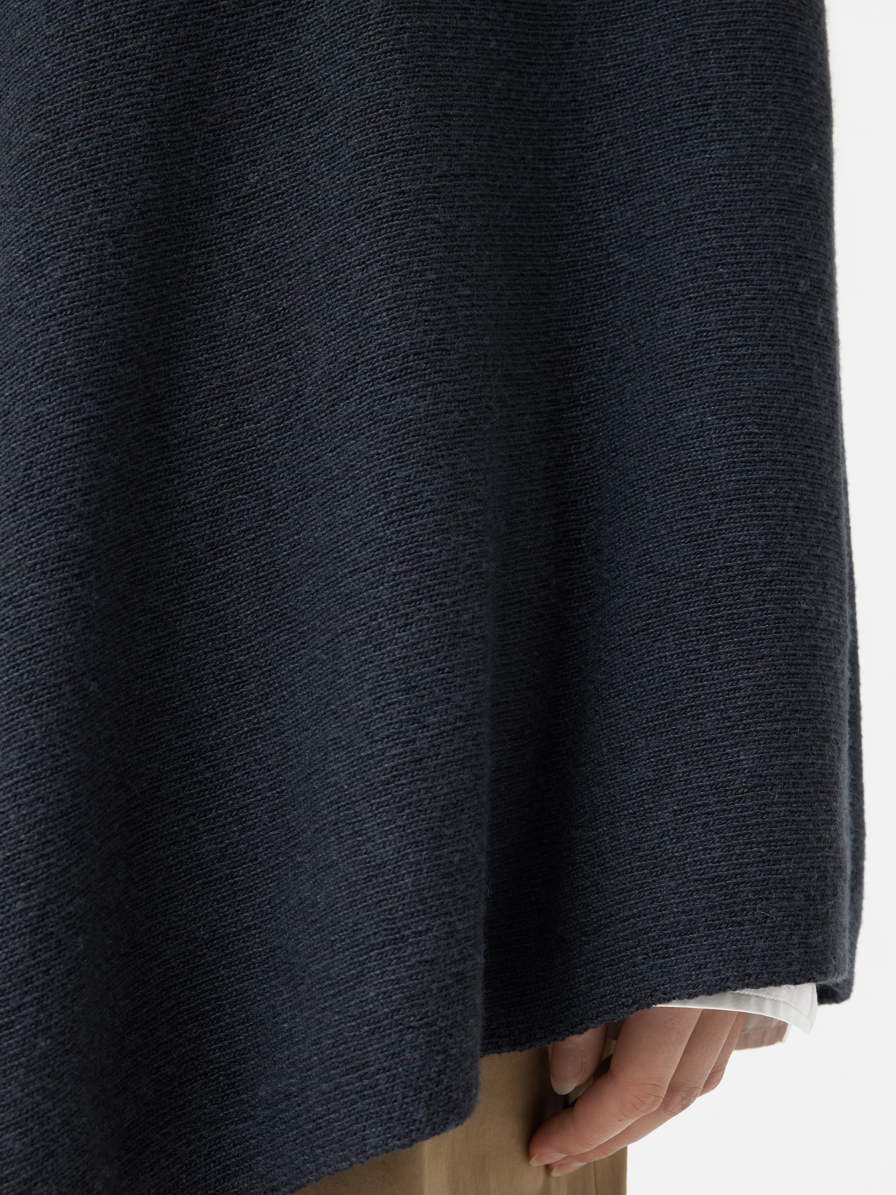 Wool Cashmere Blend Drape Poncho | Slate - Image 8