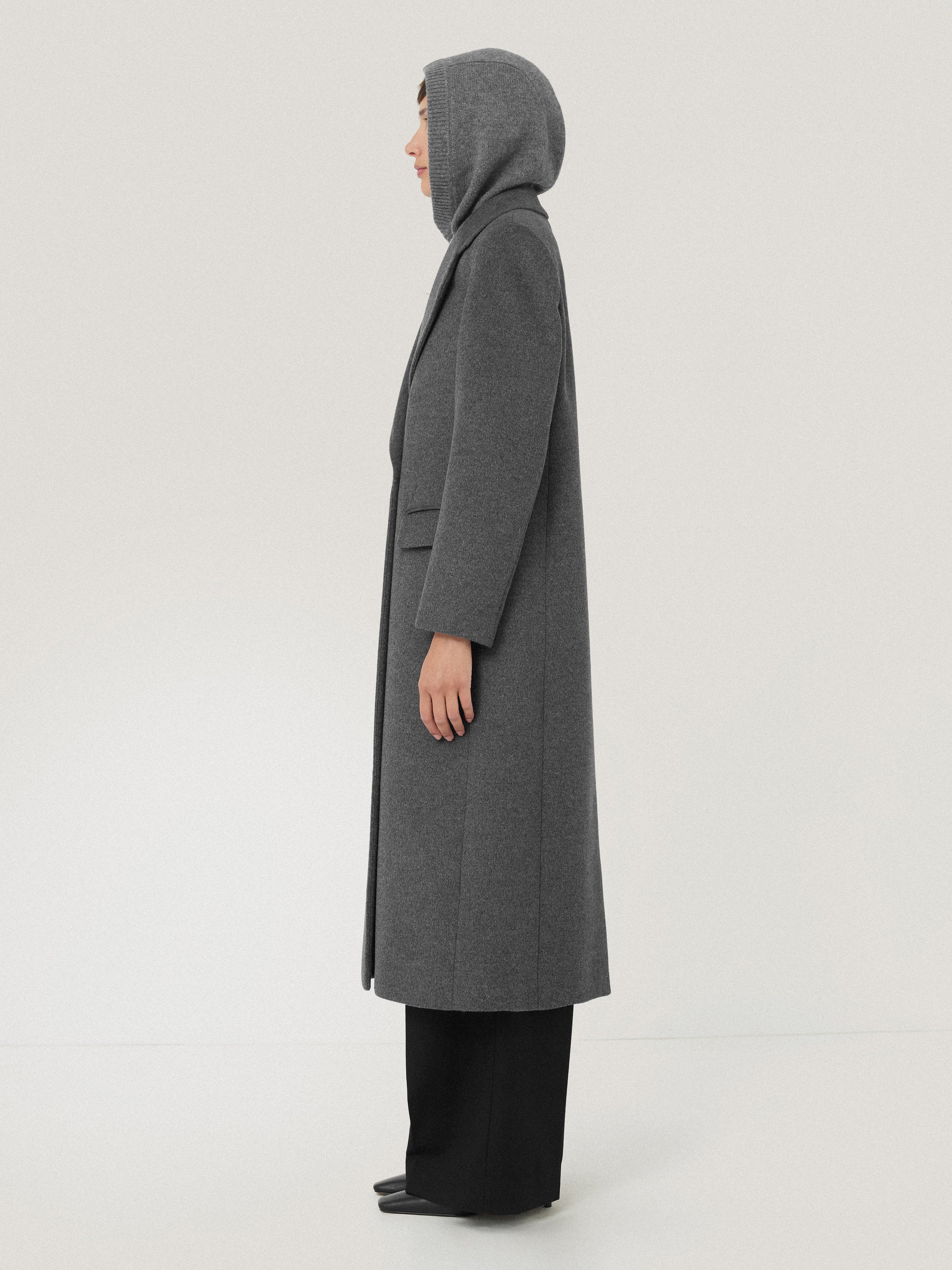 Wool Cashmere Blend Hooded Snood | Grey - Image 3