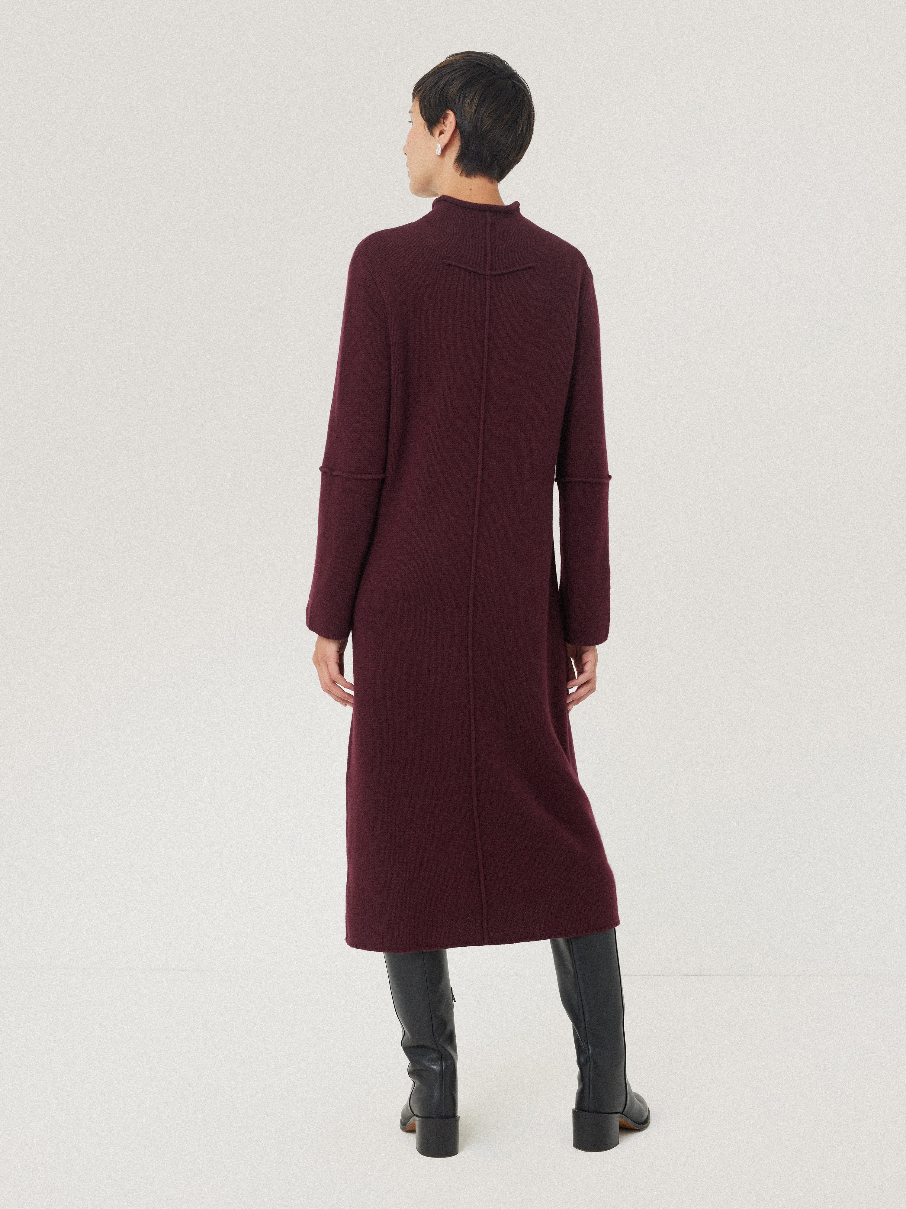 Wool Cashmere Blend Dress | Burgundy - Image 4
