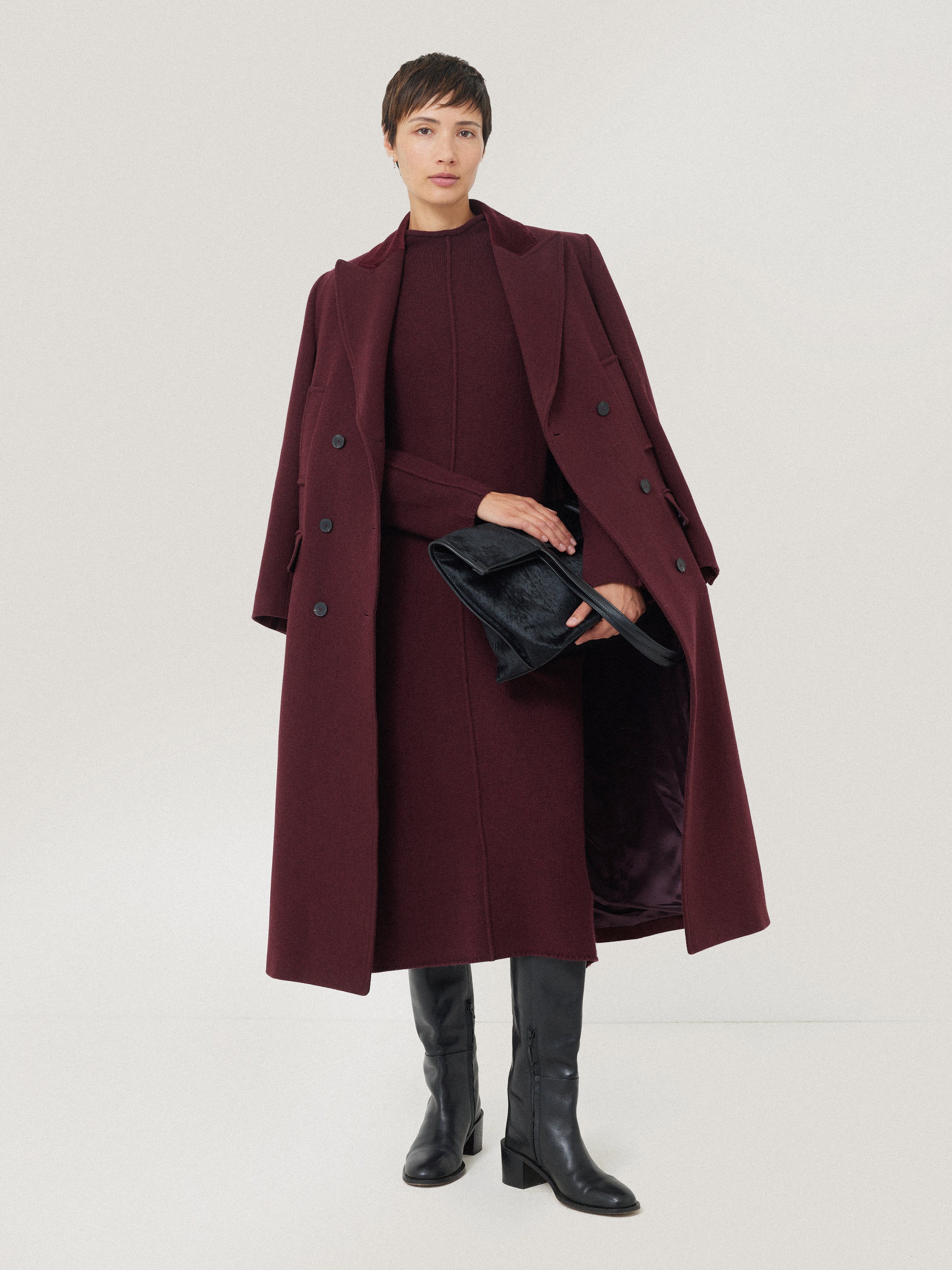 Wool Cashmere Blend Dress | Burgundy - Image 6