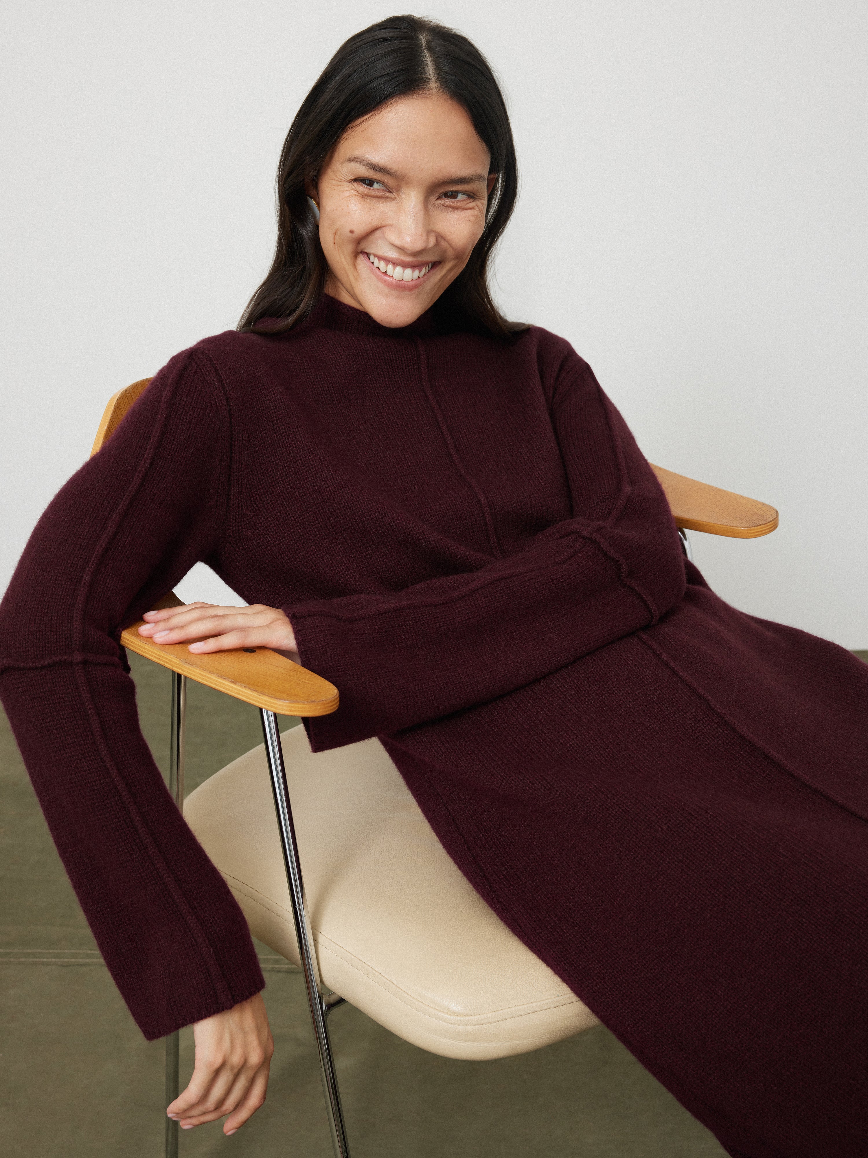 Wool Cashmere Blend Dress | Burgundy - Image 7