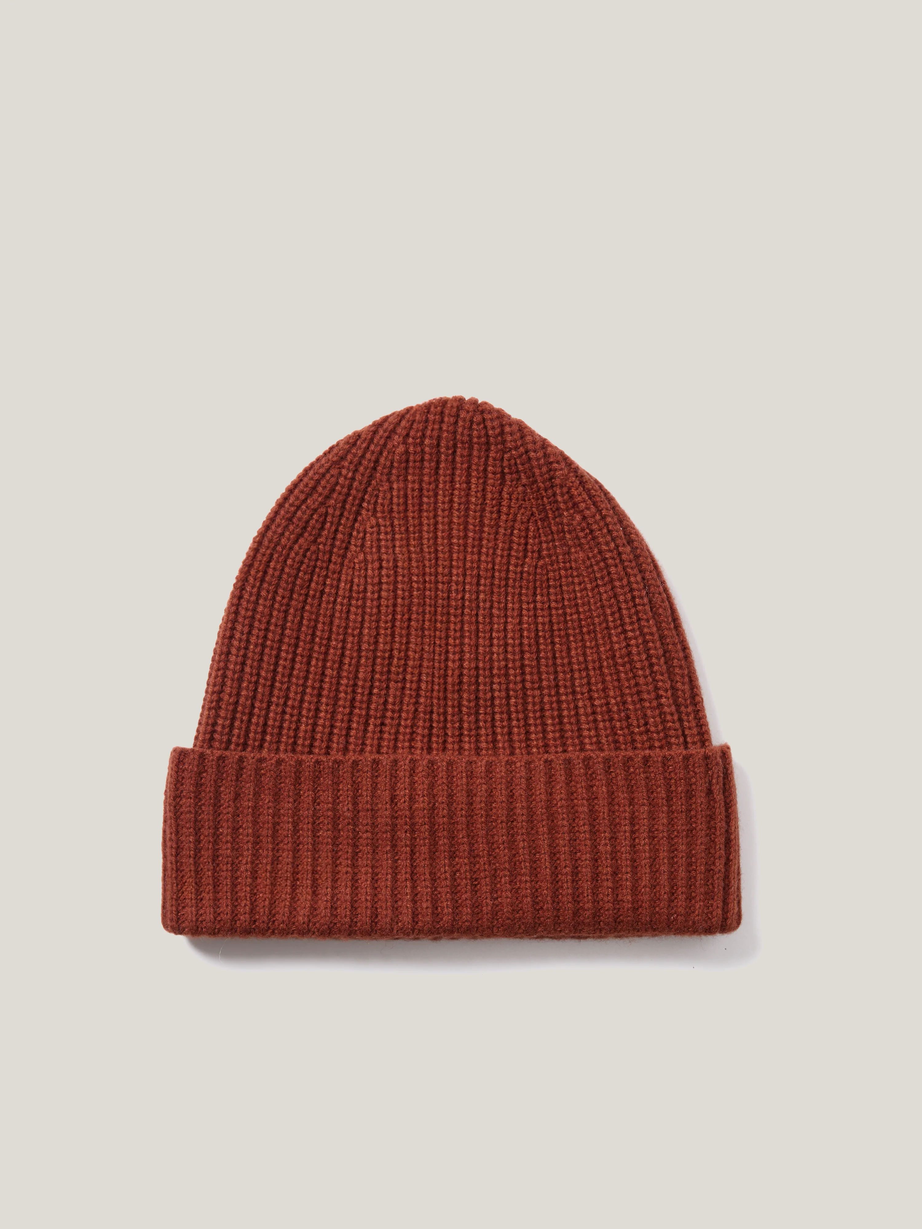 Wool Cashmere Blend Rib Beanie | Auburn - Image 4