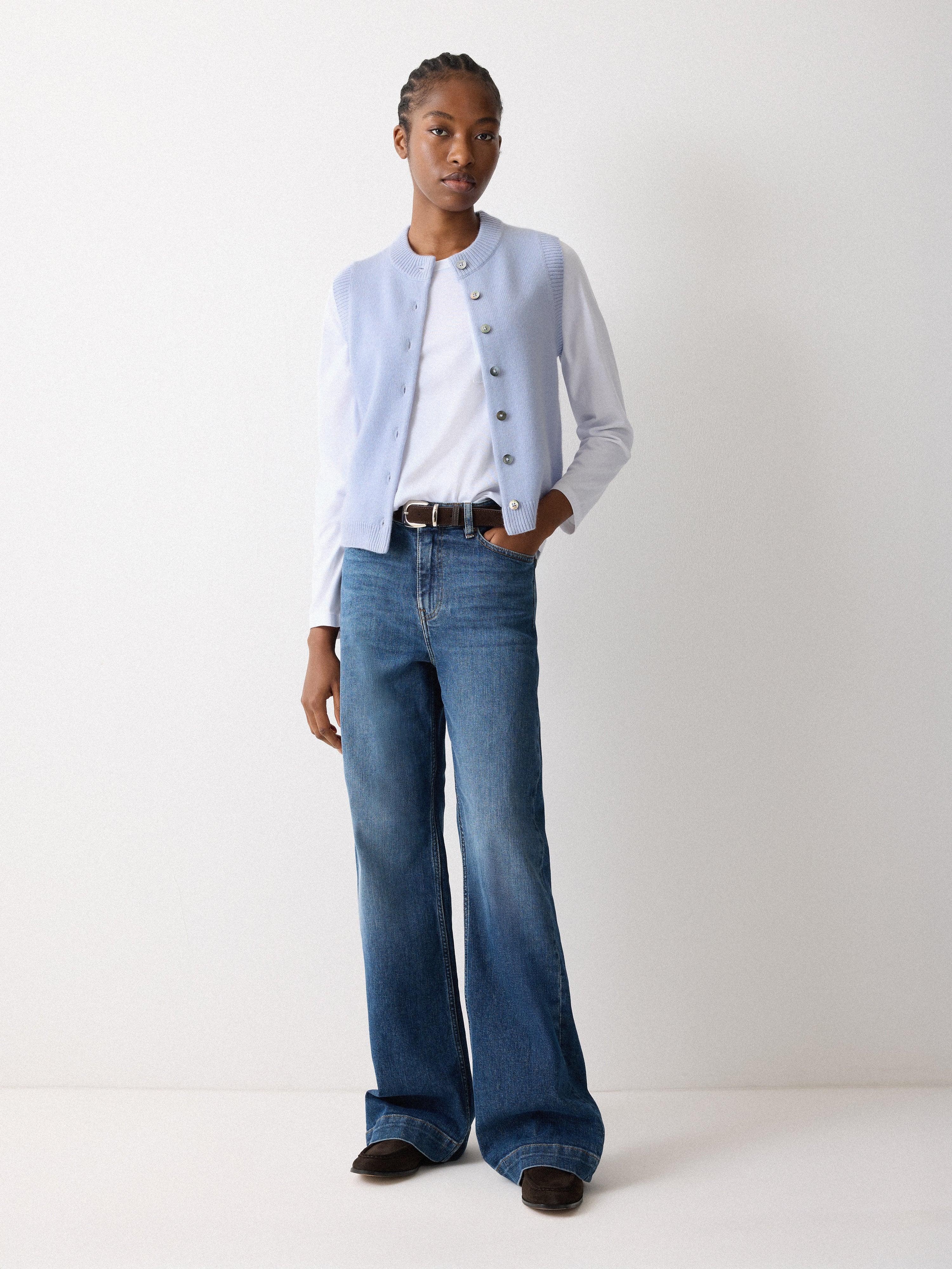 Wool Cashmere Blend Waistcoat | Blue - Image 2