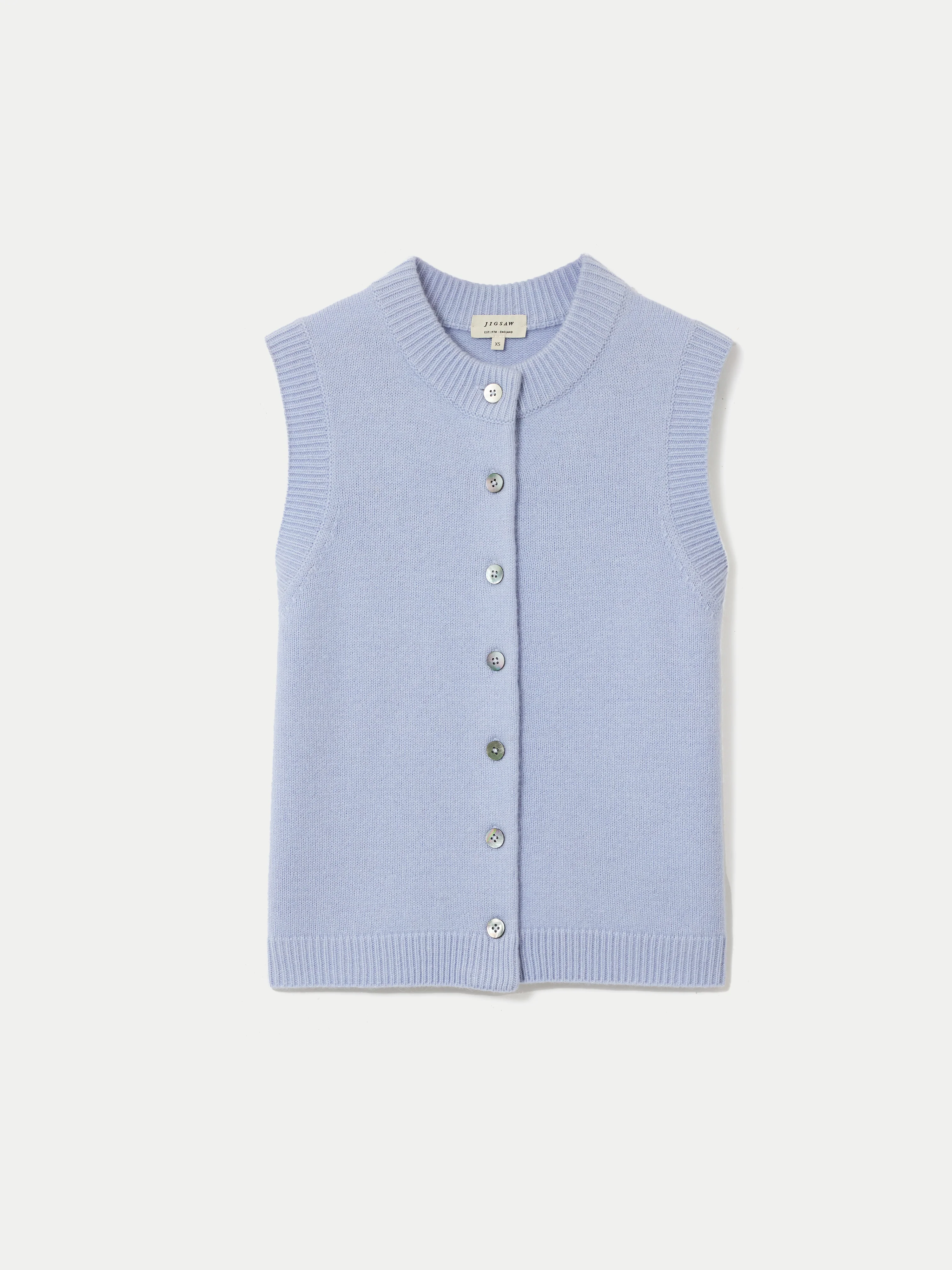 Wool Cashmere Blend Waistcoat | Blue - Image 6