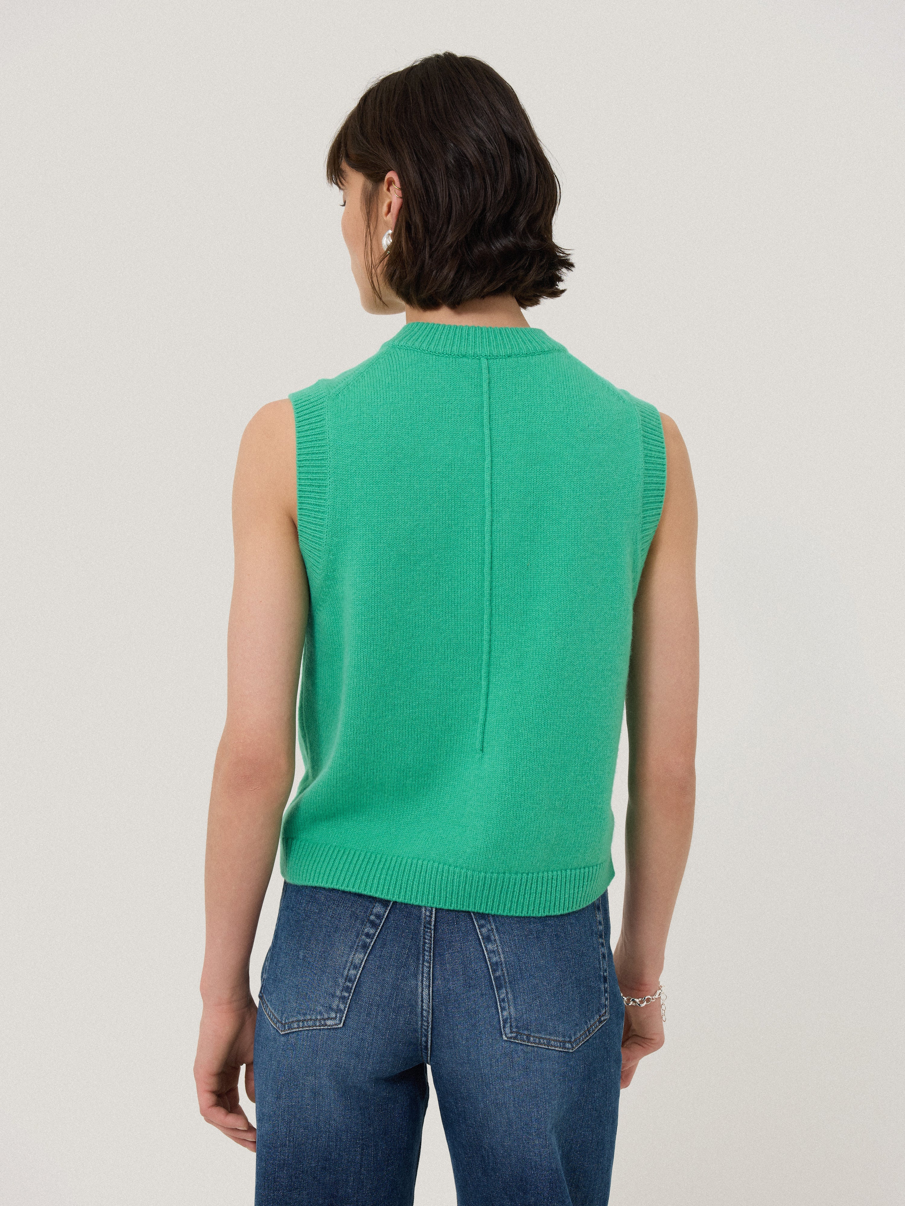 Wool Cashmere Blend Waistcoat | Green - Image 5