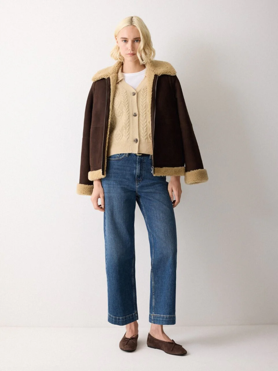 Wool Cashmere Cable Cardigan | Cream - Image 6