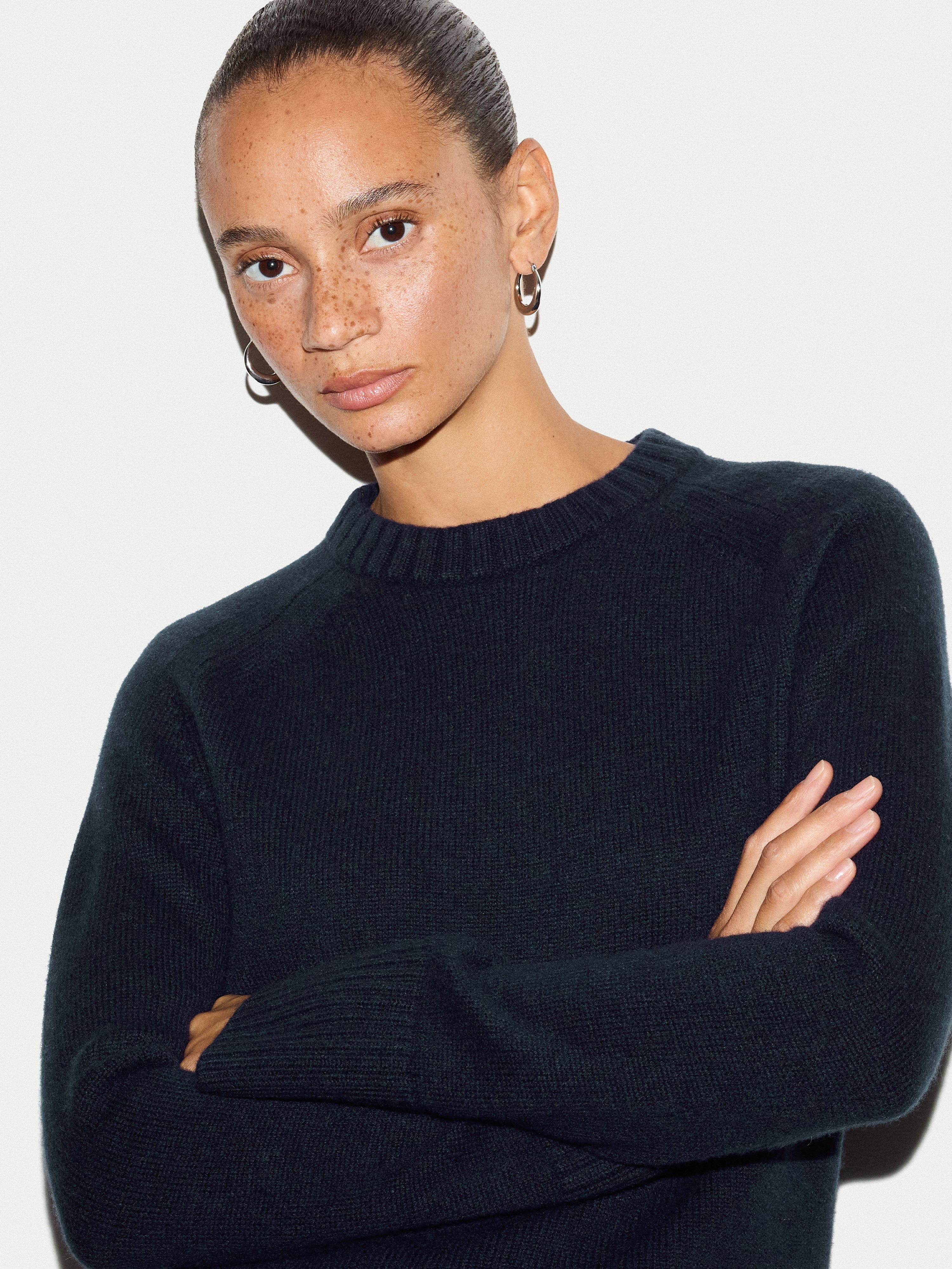 Wool Cashmere Saddle Jumper | Navy - Image 2
