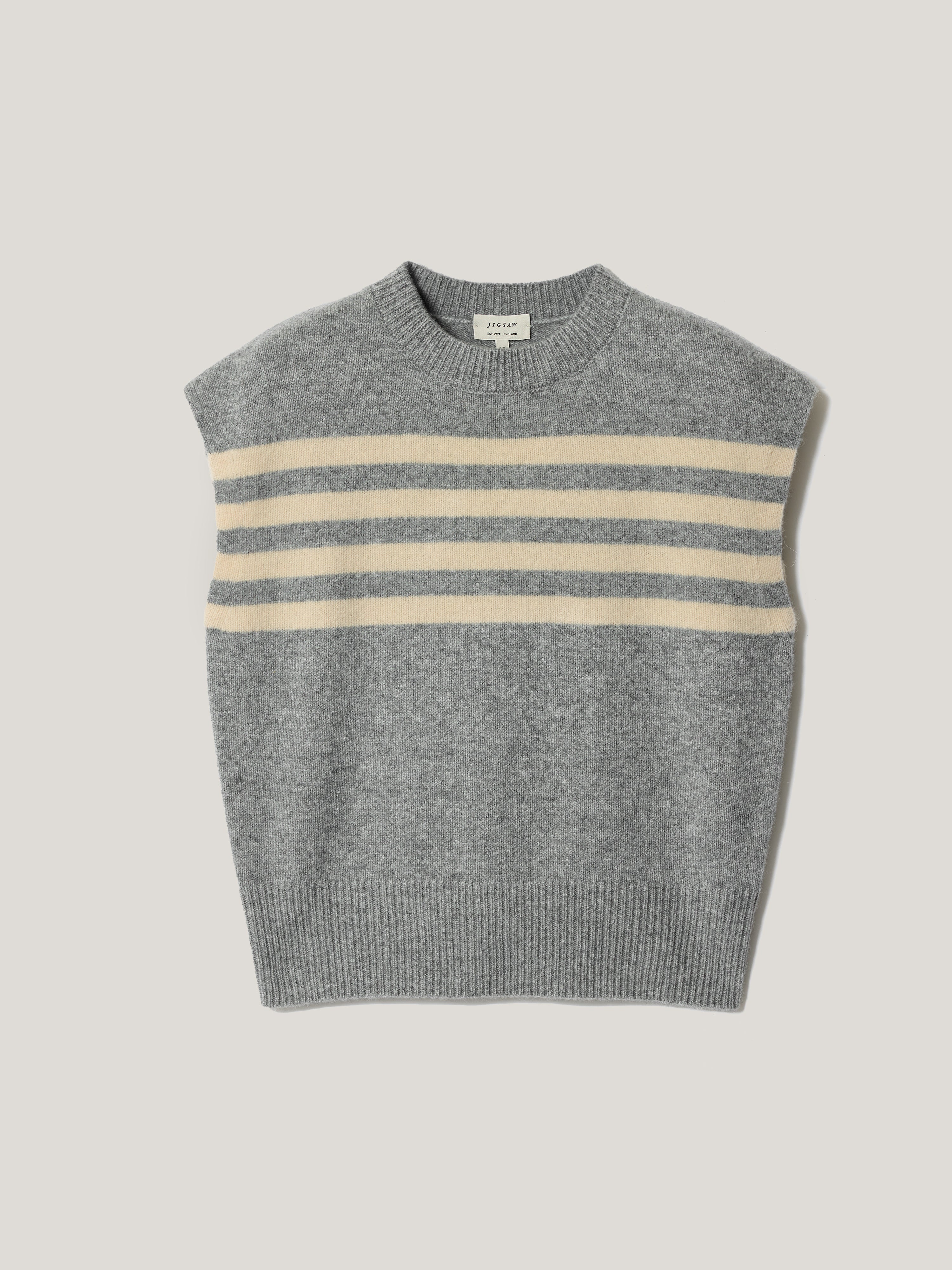 Wool Cashmere Stripe Tank | Grey - Image 6