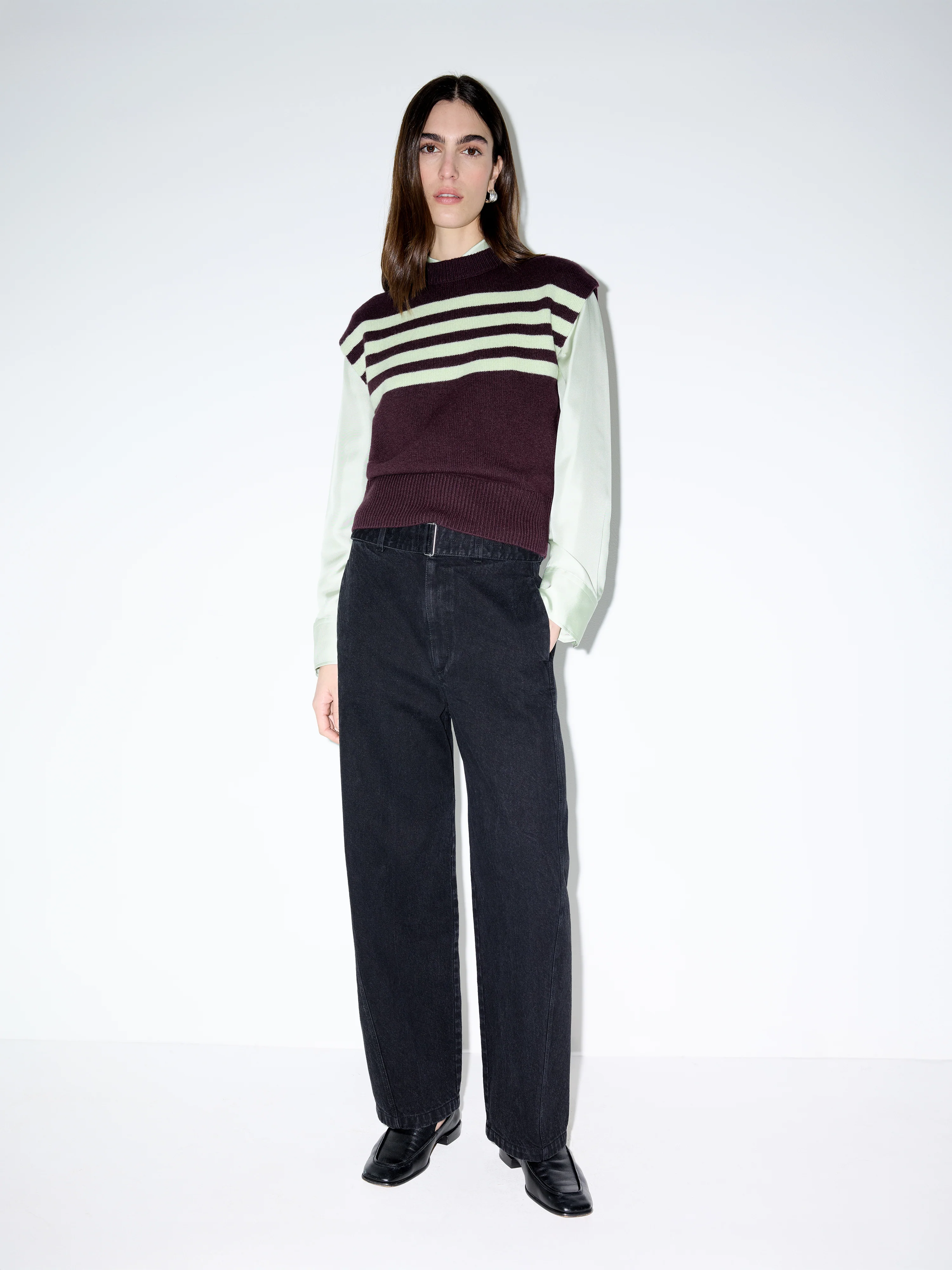Wool Cashmere Stripe Tank | Purple