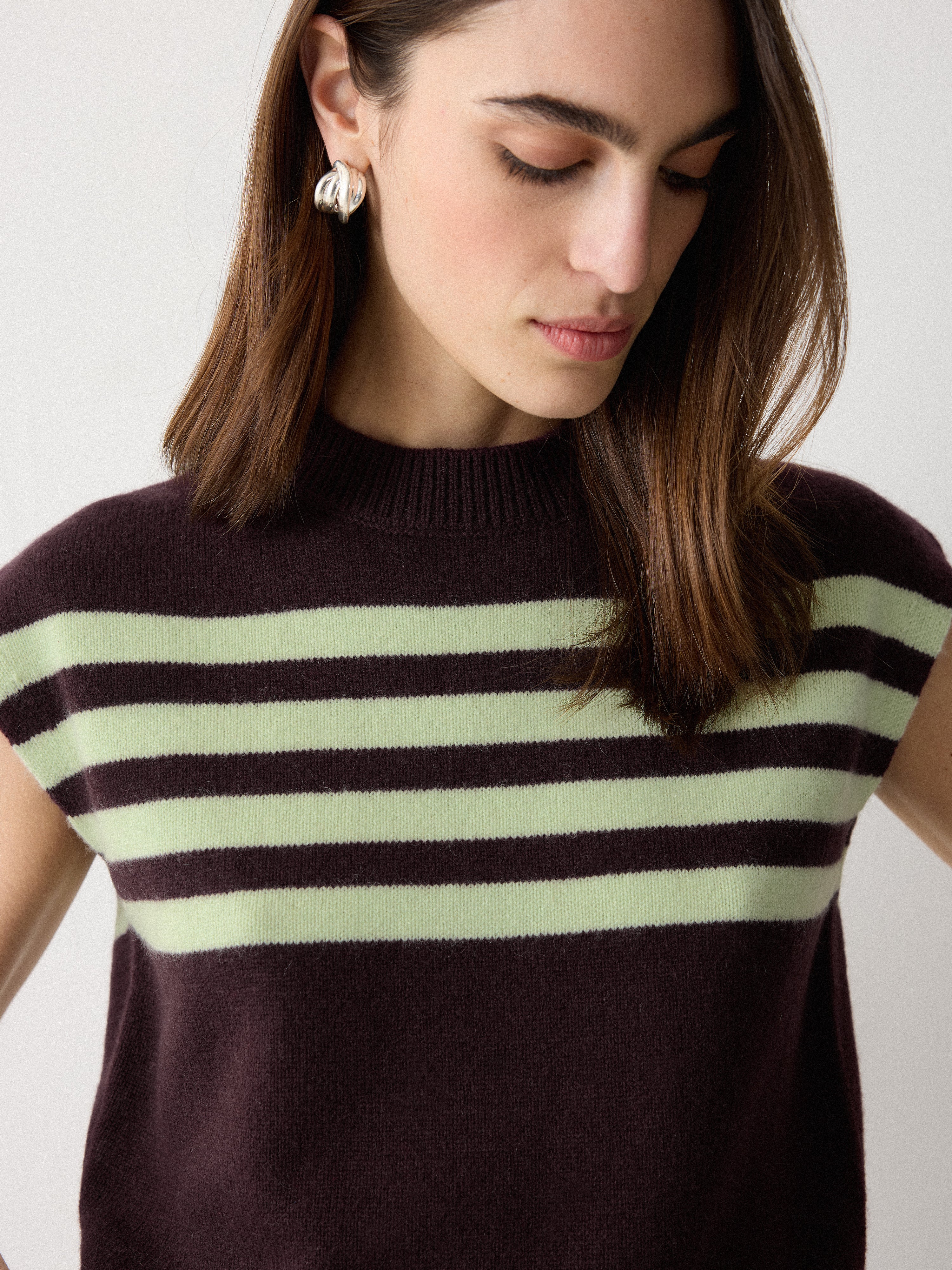 Wool Cashmere Stripe Tank | Purple - Image 3