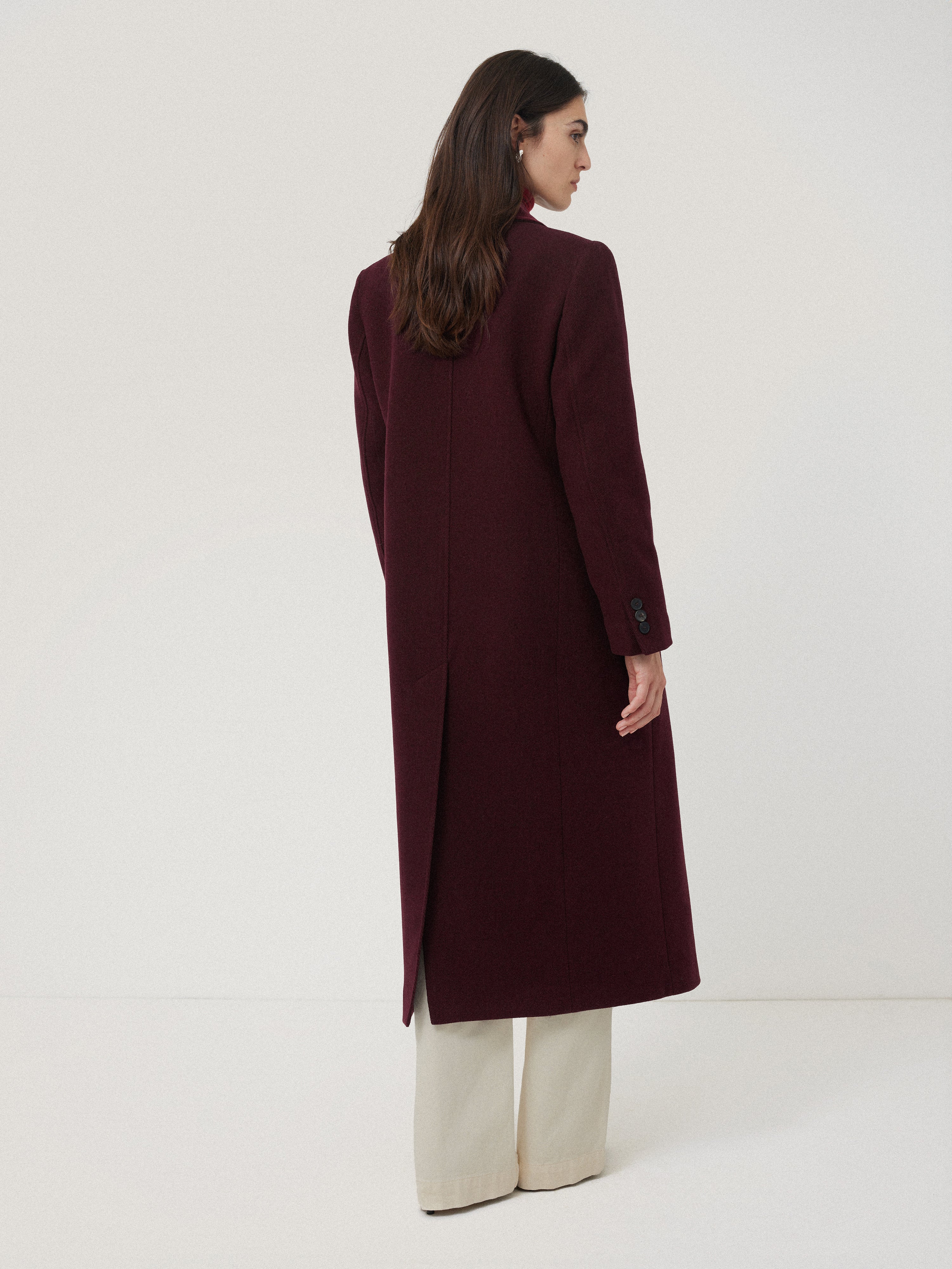Wool Double Breasted Overcoat | Burgundy - Image 4
