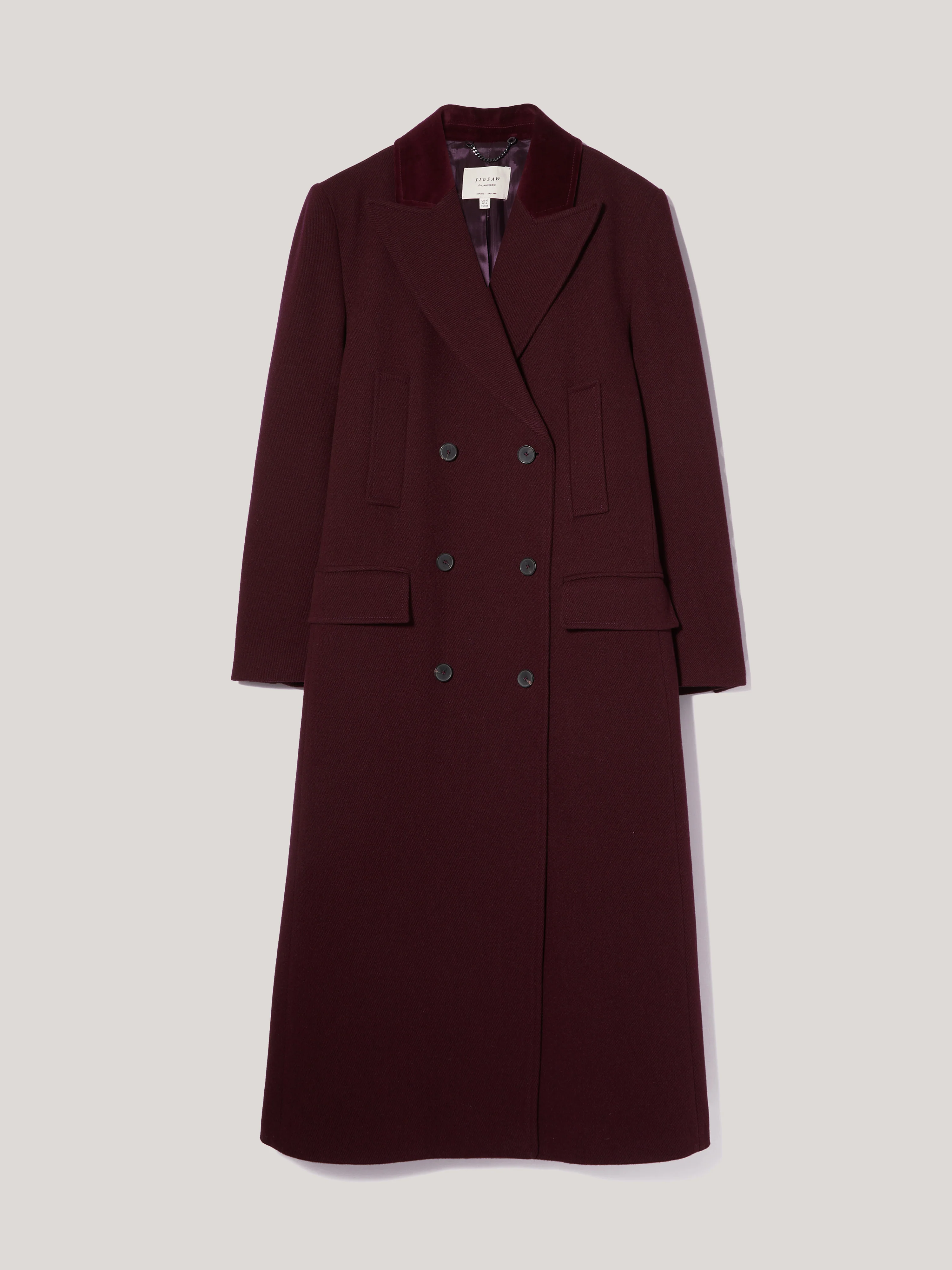 Wool Double Breasted Overcoat | Burgundy - Image 7
