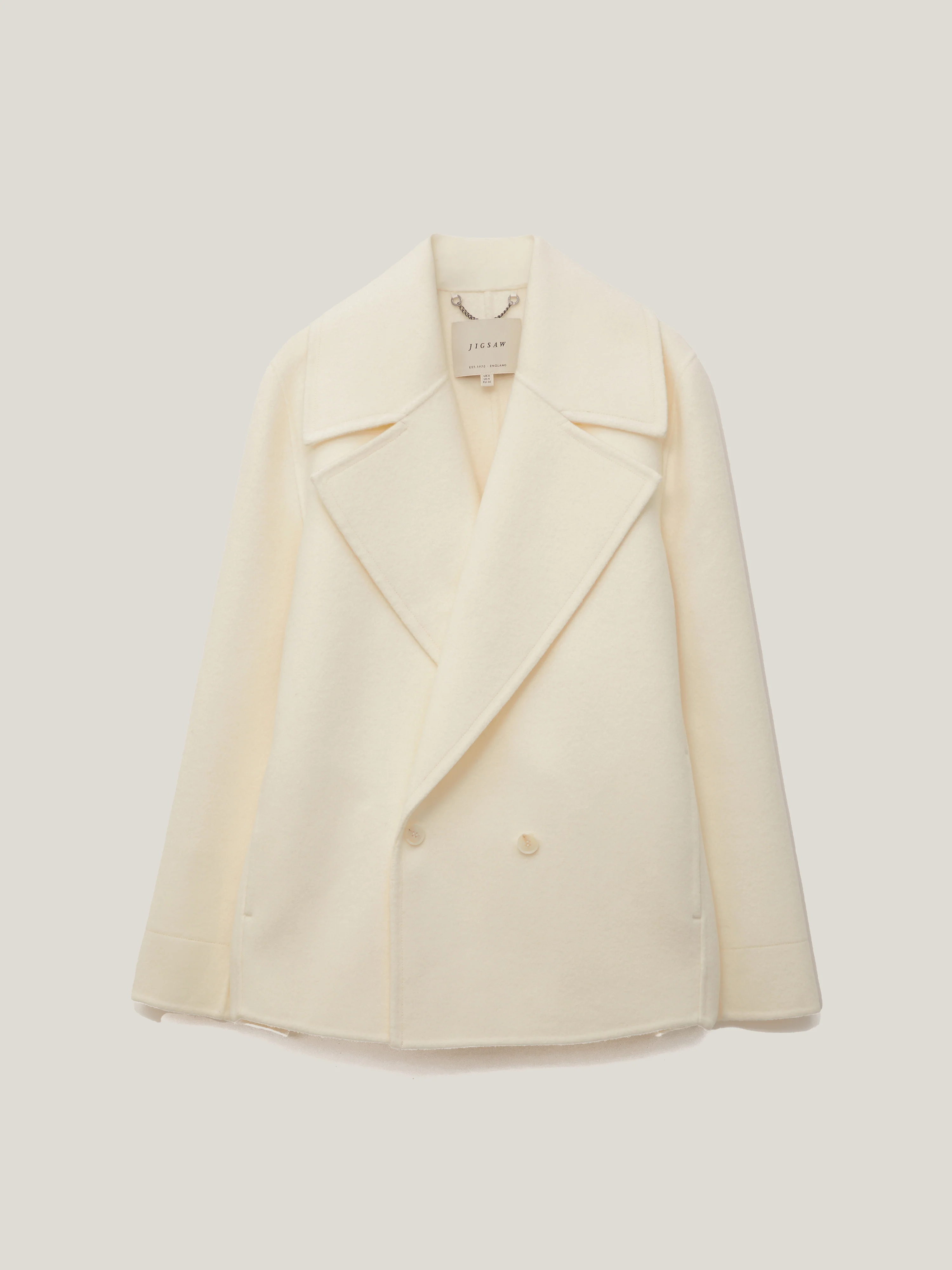 Wool Double Faced Short Coat | Ivory - Image 7