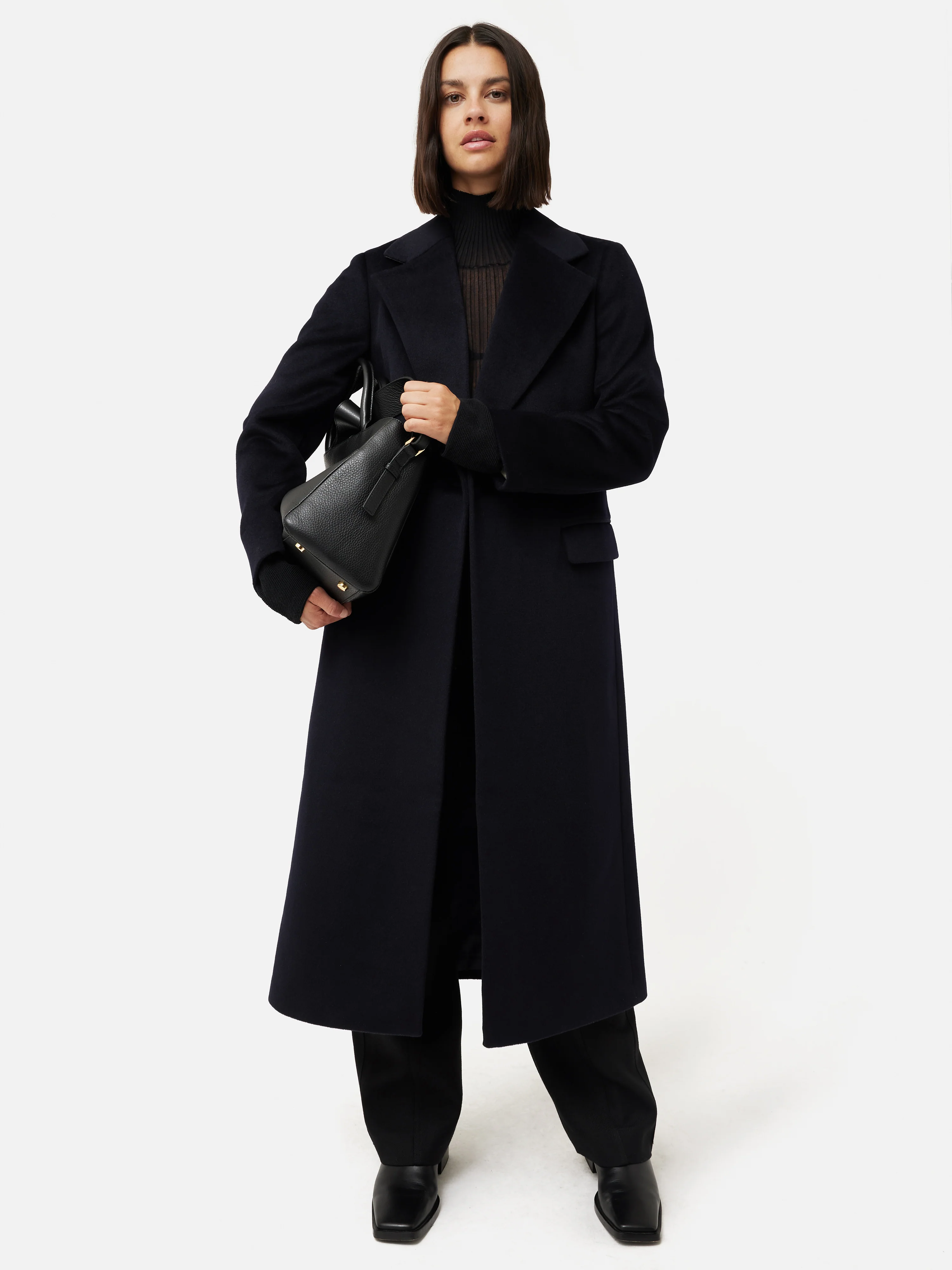 Wool Maxi City Coat | Navy - Image 3