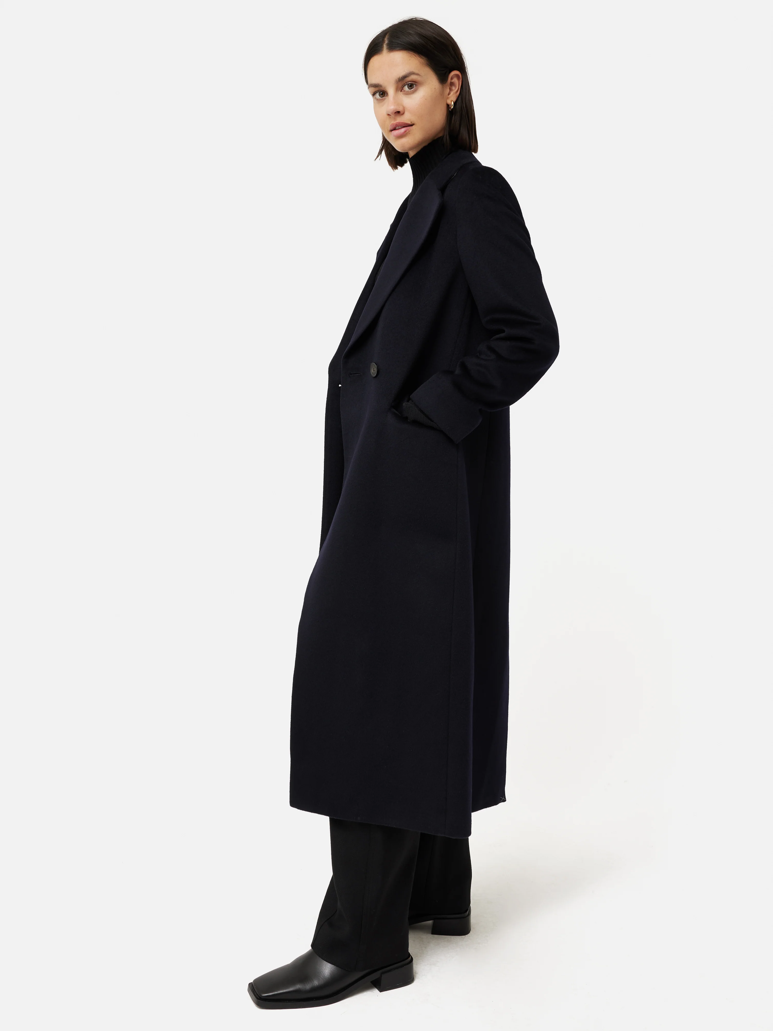 Wool Maxi City Coat | Navy - Image 4