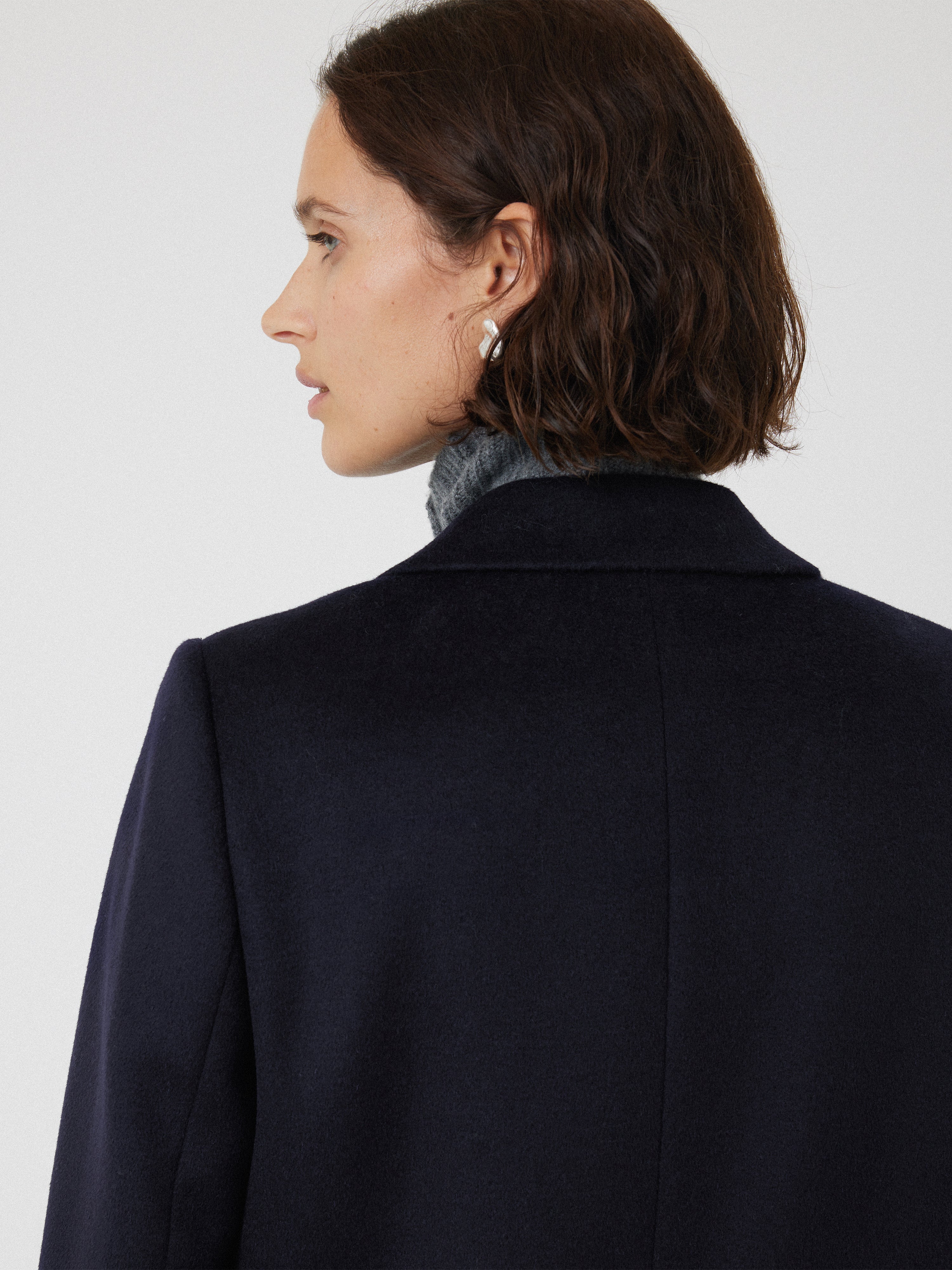 Wool Relaxed City Coat | Navy - Image 6