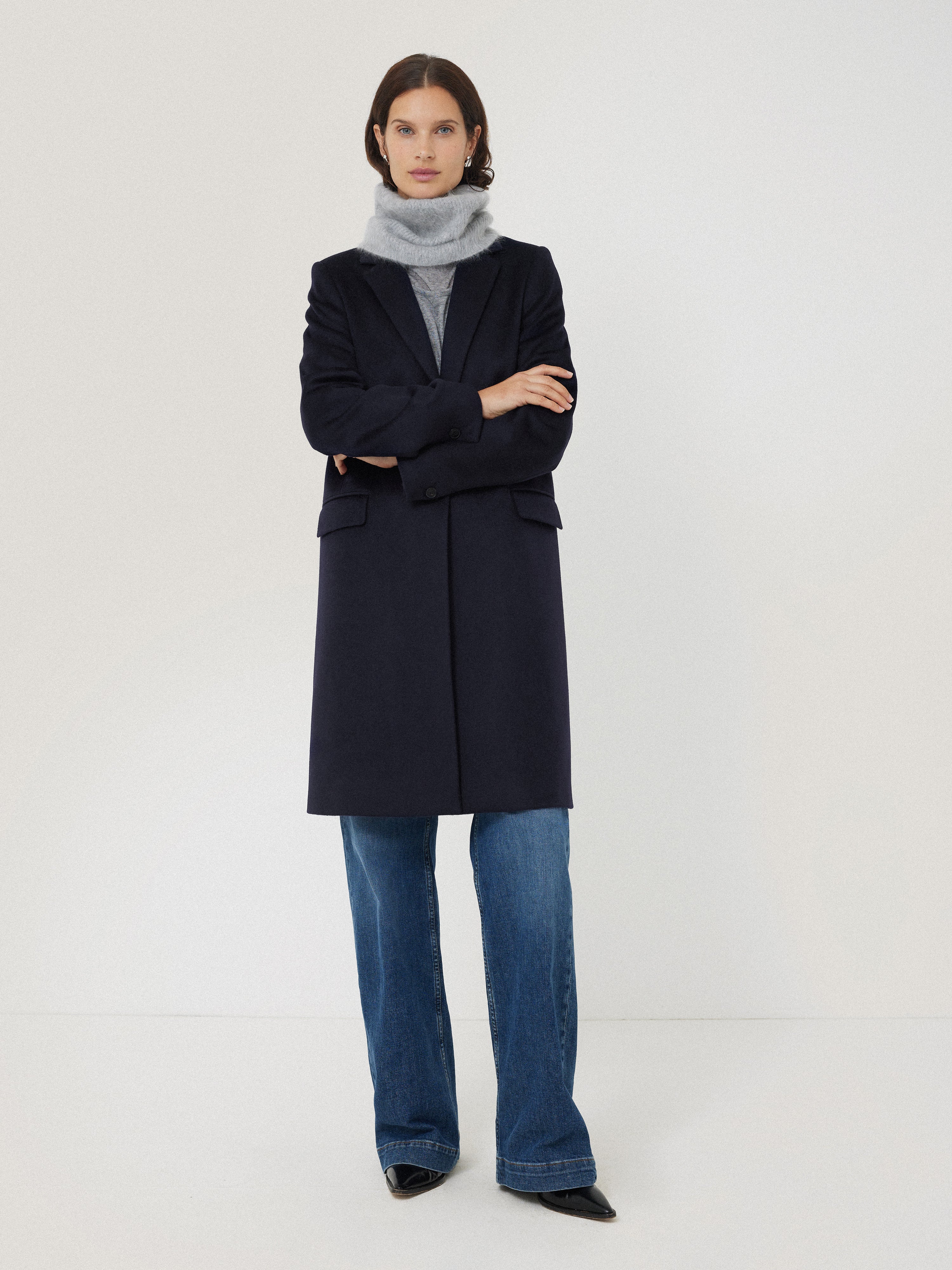 Wool Relaxed City Coat | Navy - Image 7