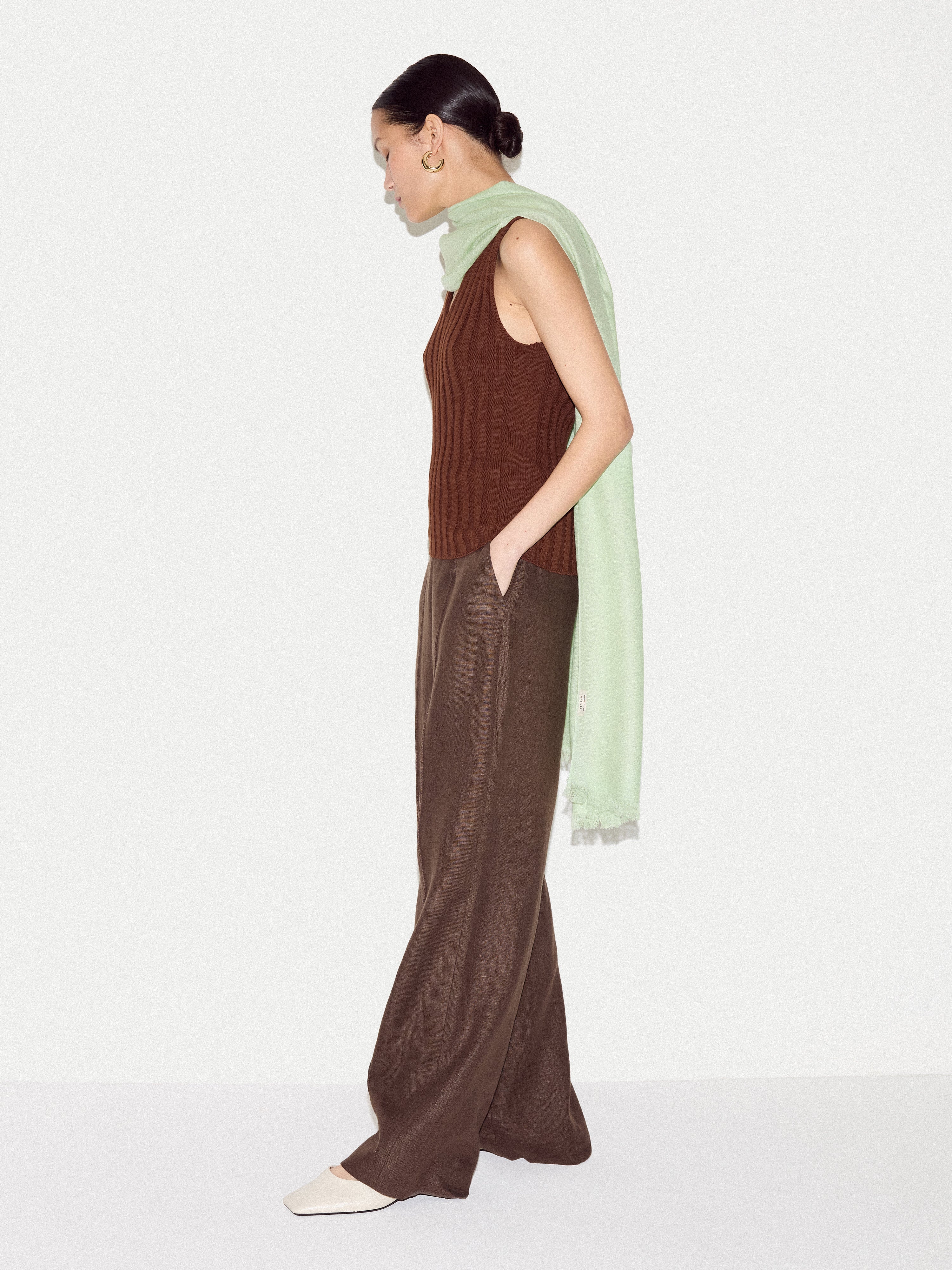 Wool Silk Pashmina | Light Green - Image 2