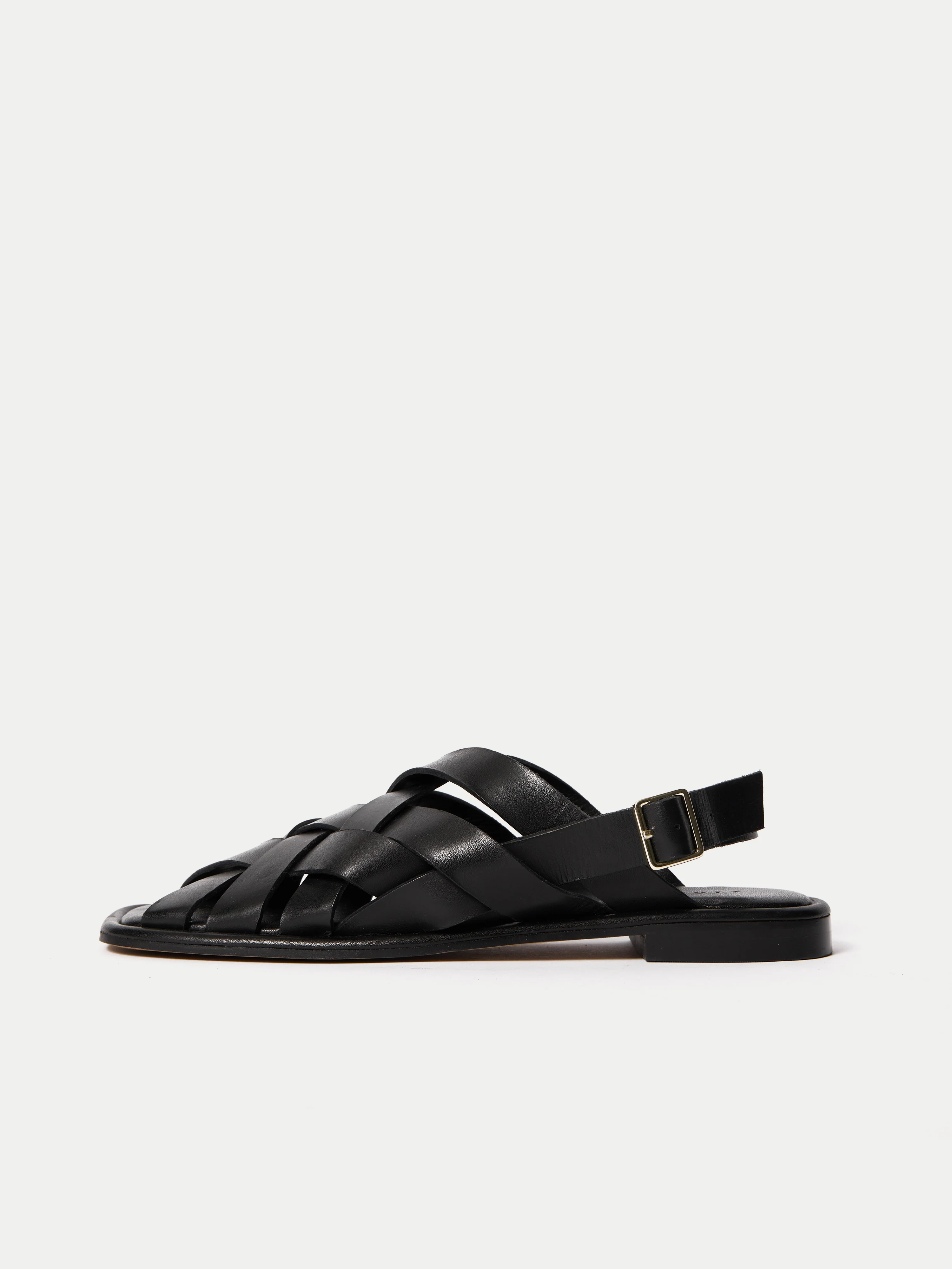 Woven Leather Fishermans Sandal | Black - Image 6
