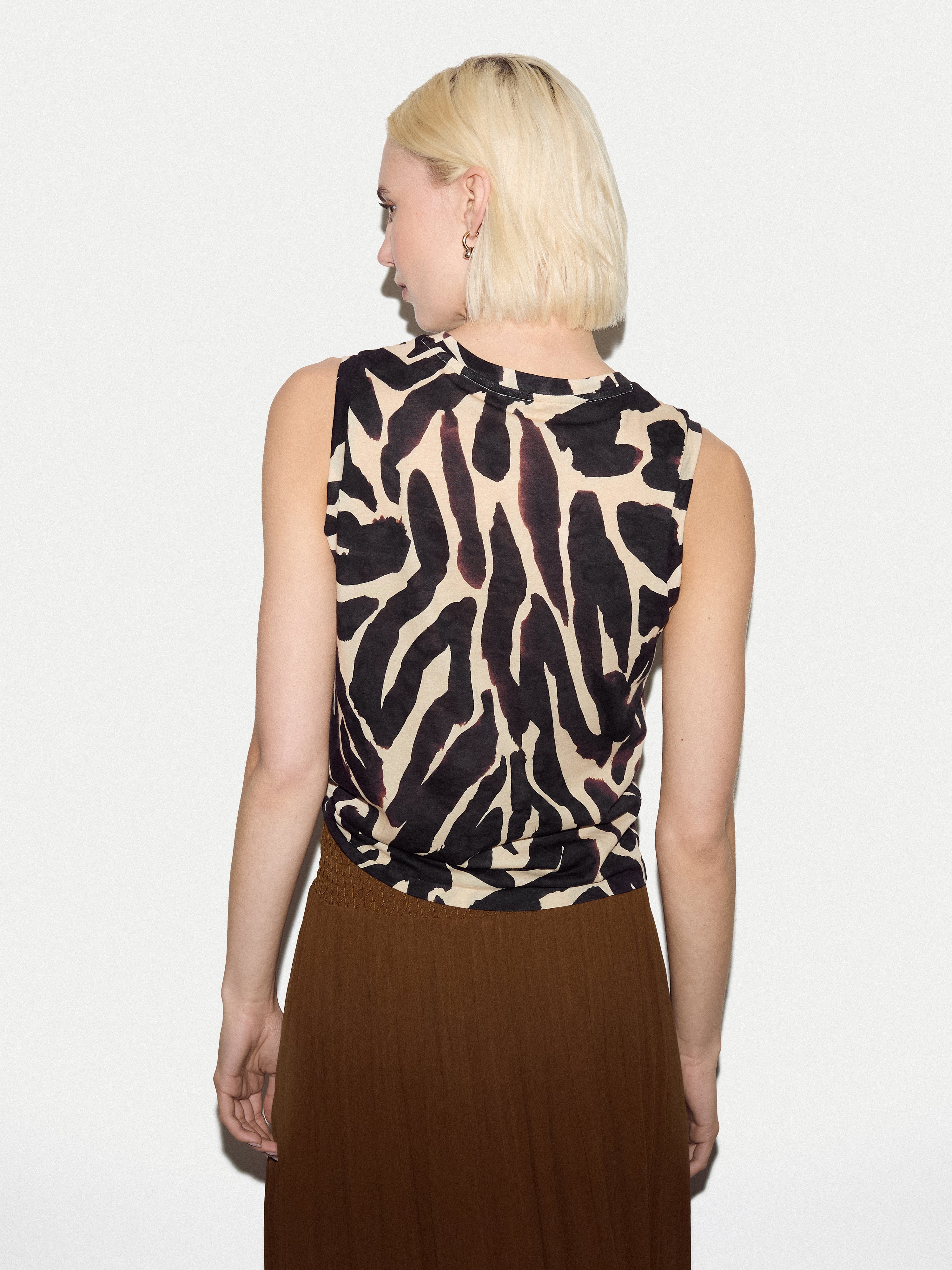 Zebra Cotton Slub Tank | Brown - Image 4