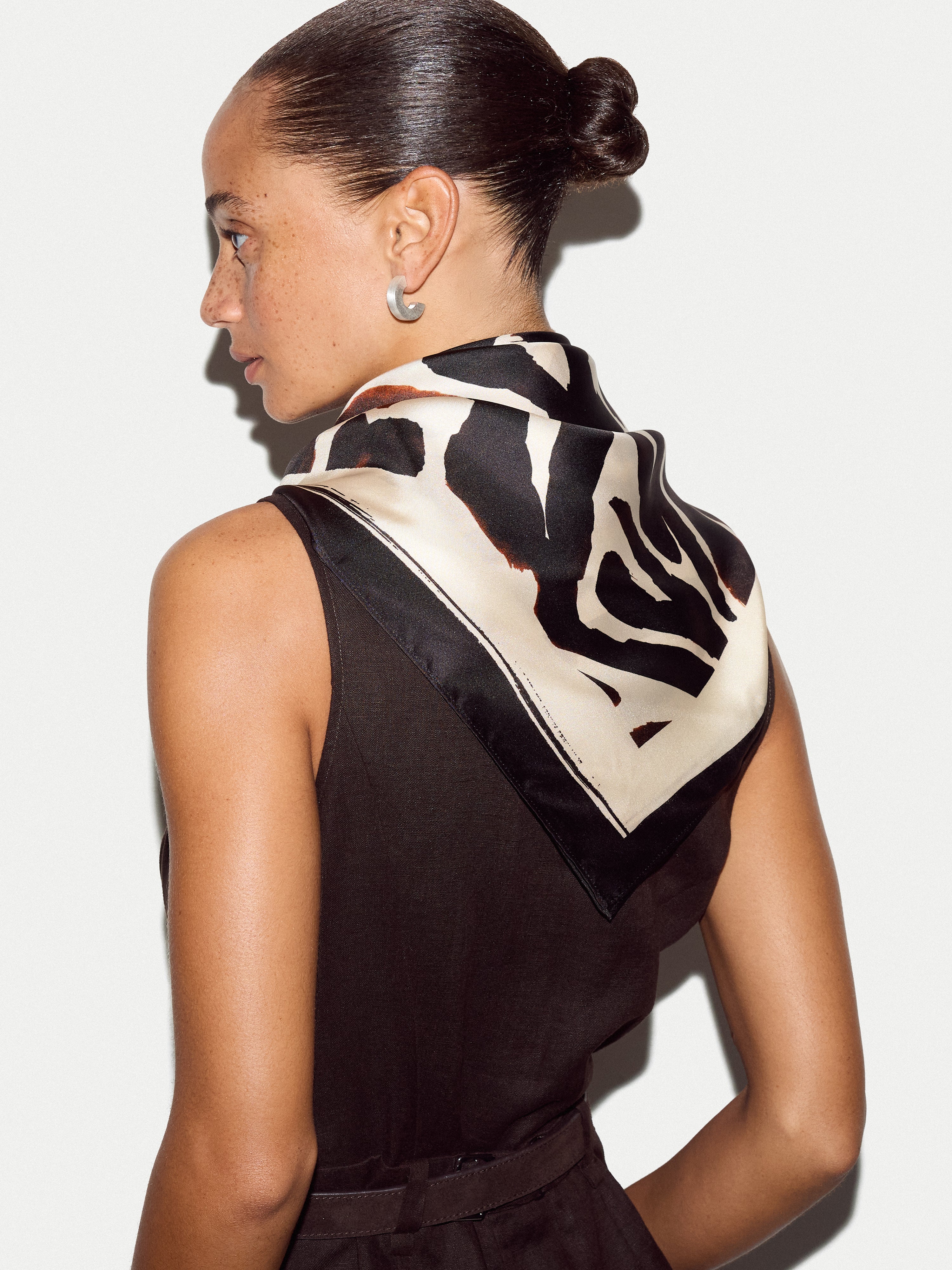 Zebra Silk Square Scarf | Cream
