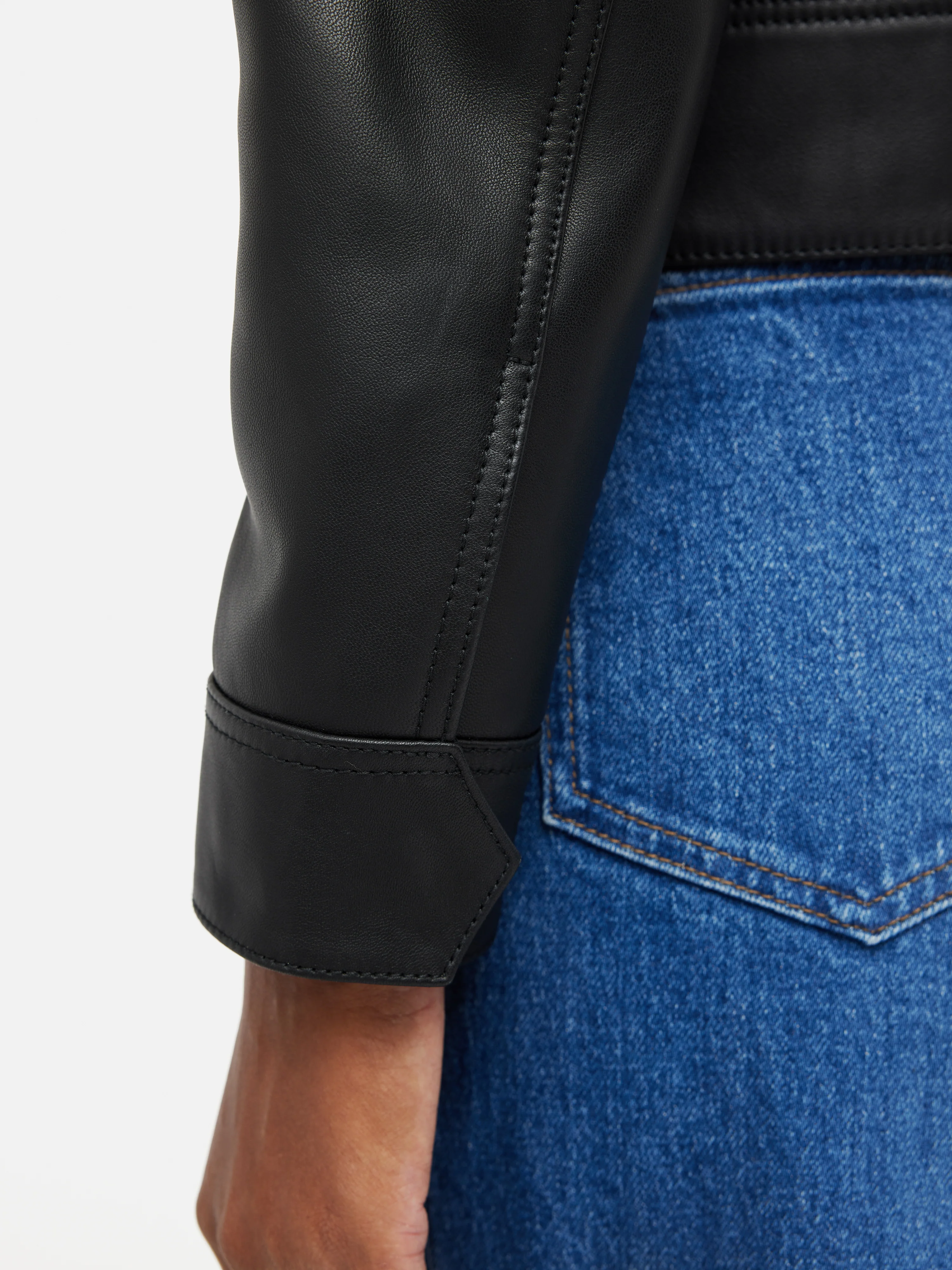 Zip Front Leather Biker Jacket | Black - Image 6