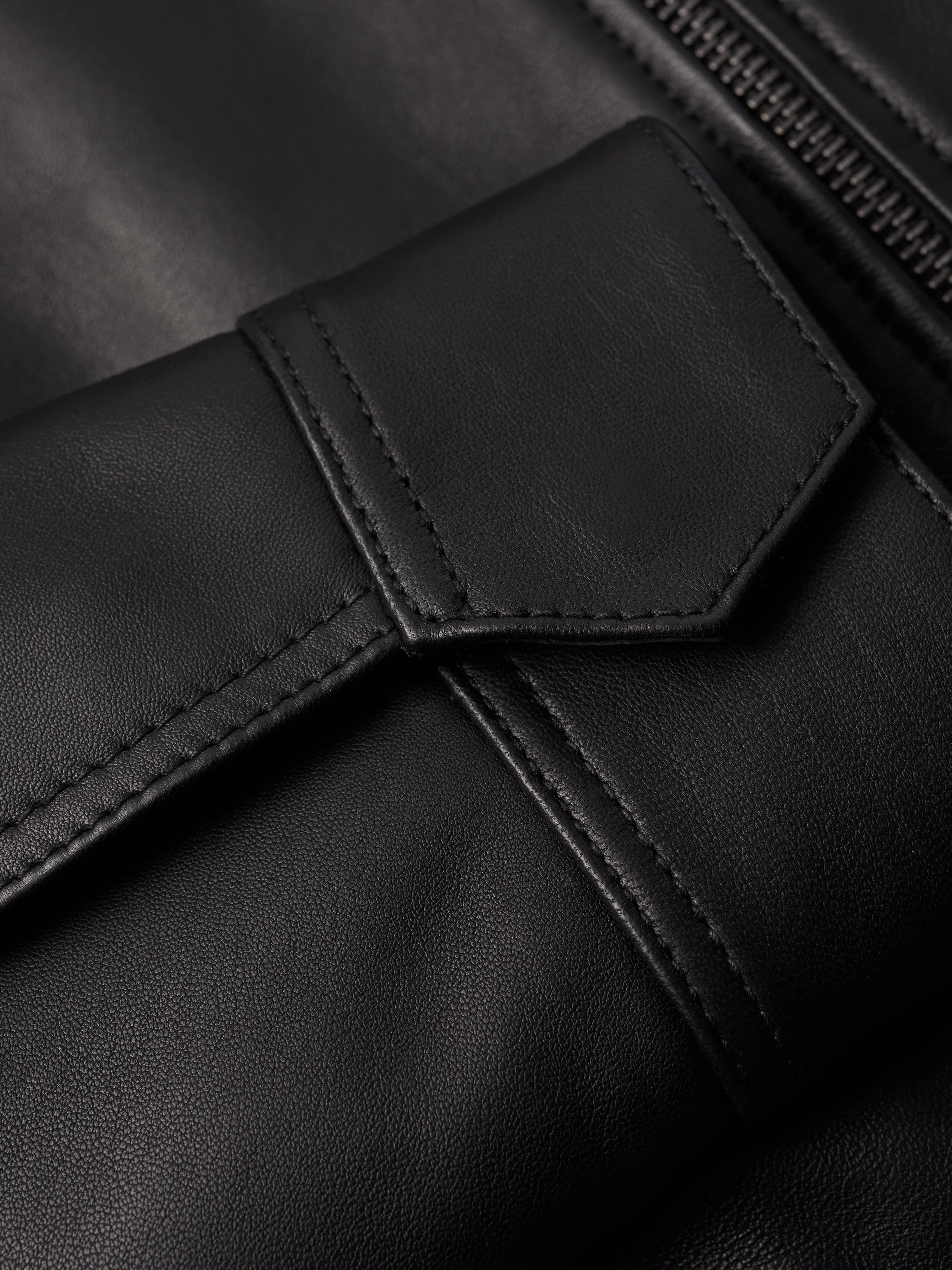 Zip Front Leather Biker Jacket | Black - Image 8
